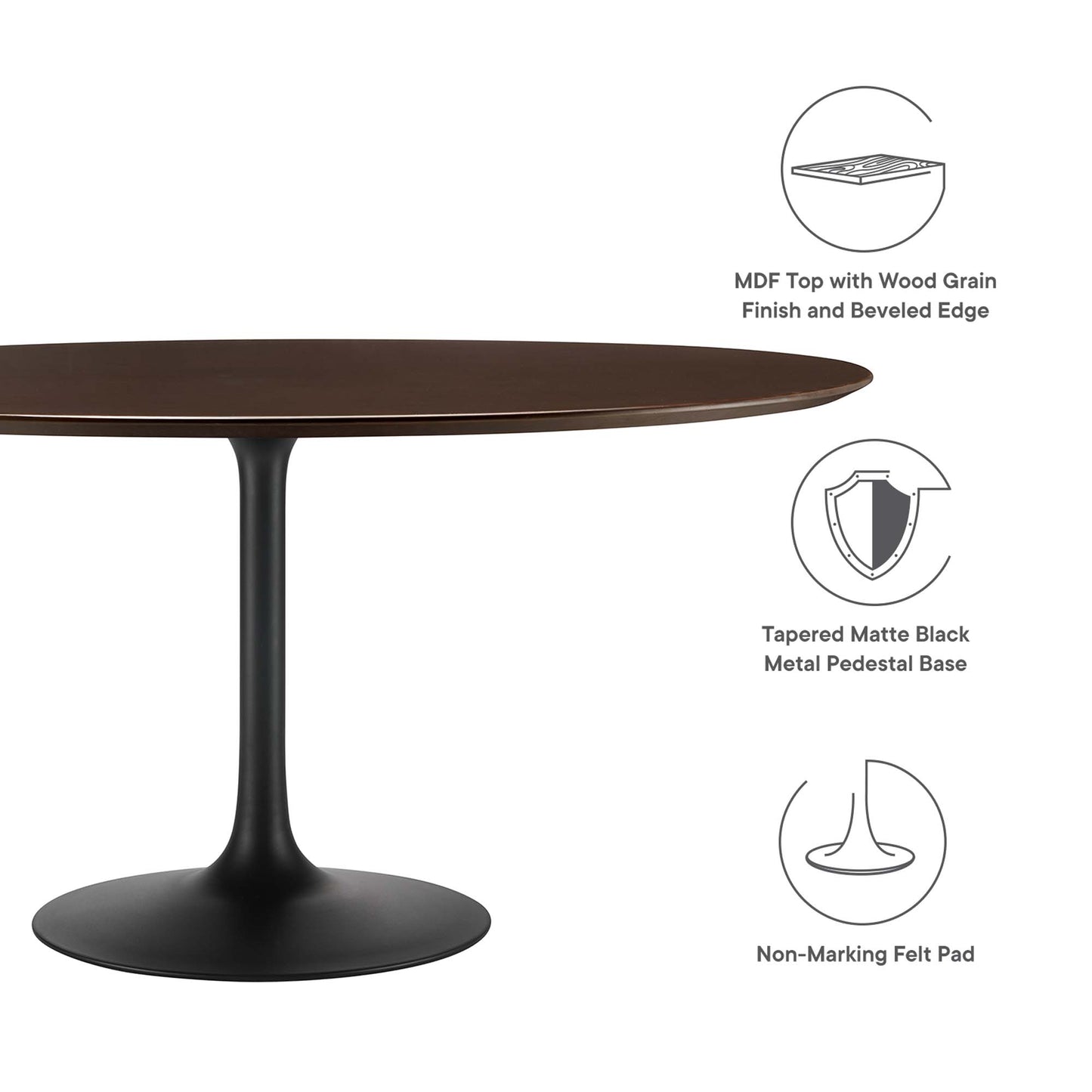 Lippa 60" Round Wood Grain Dining Table