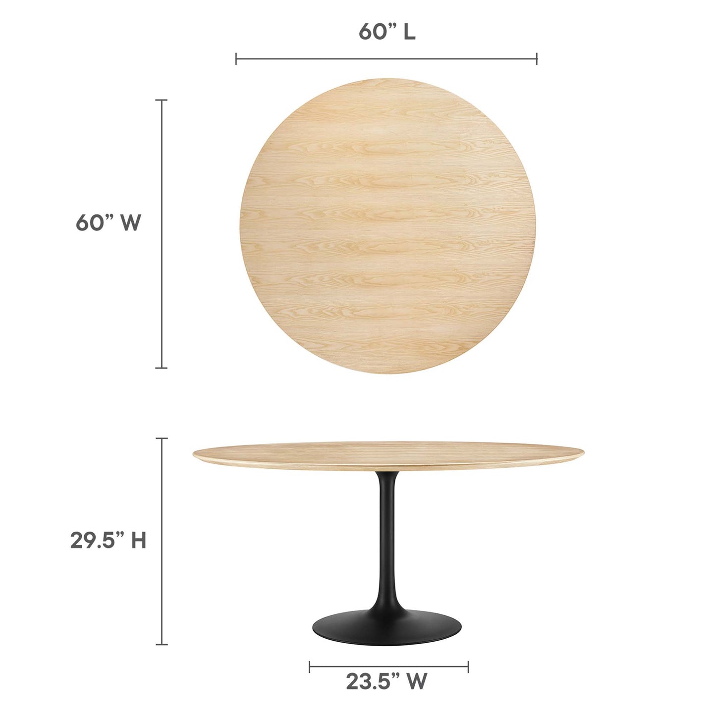 Lippa 60" Round Wood Grain Dining Table