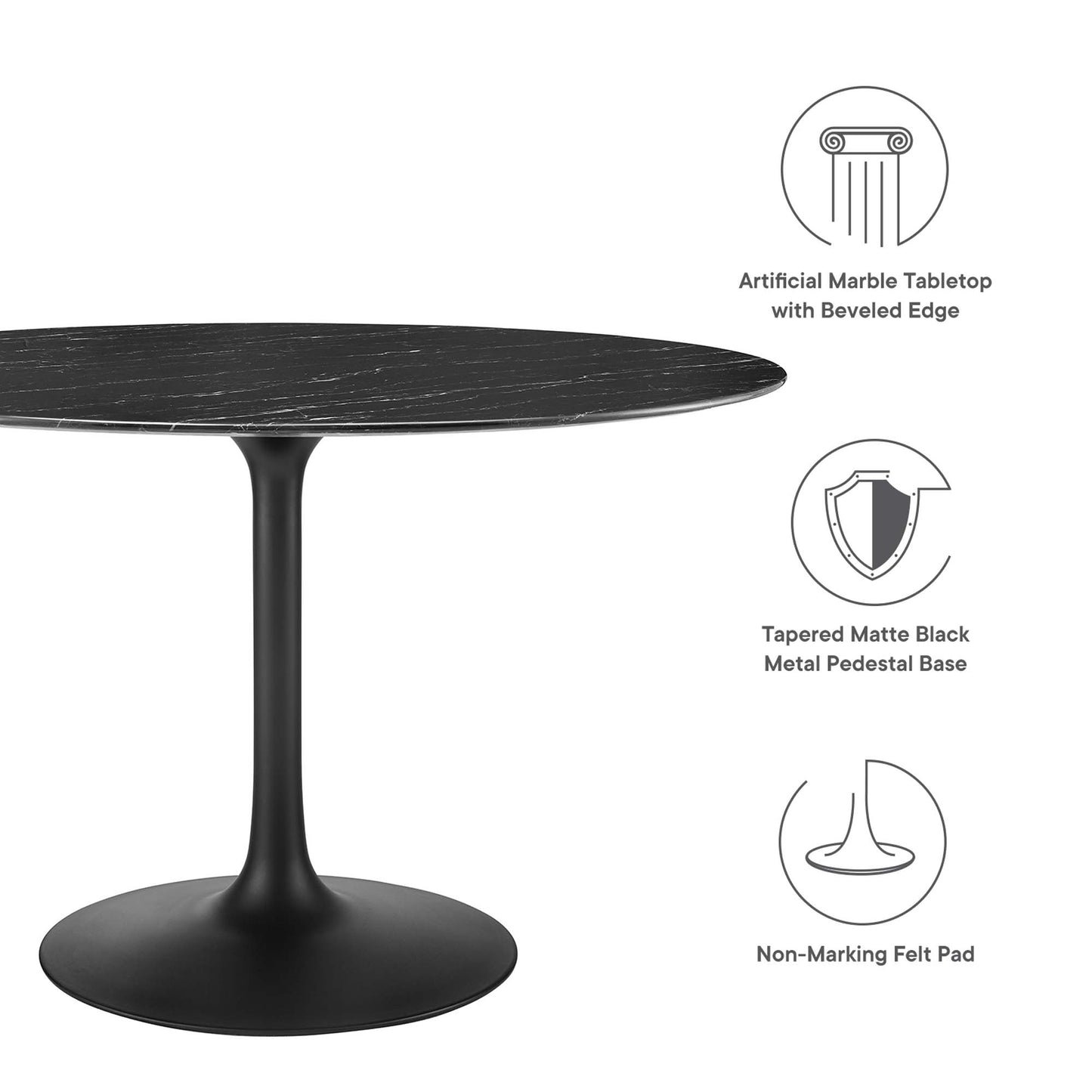 Lippa 48" Round Artificial Marble Dining Table