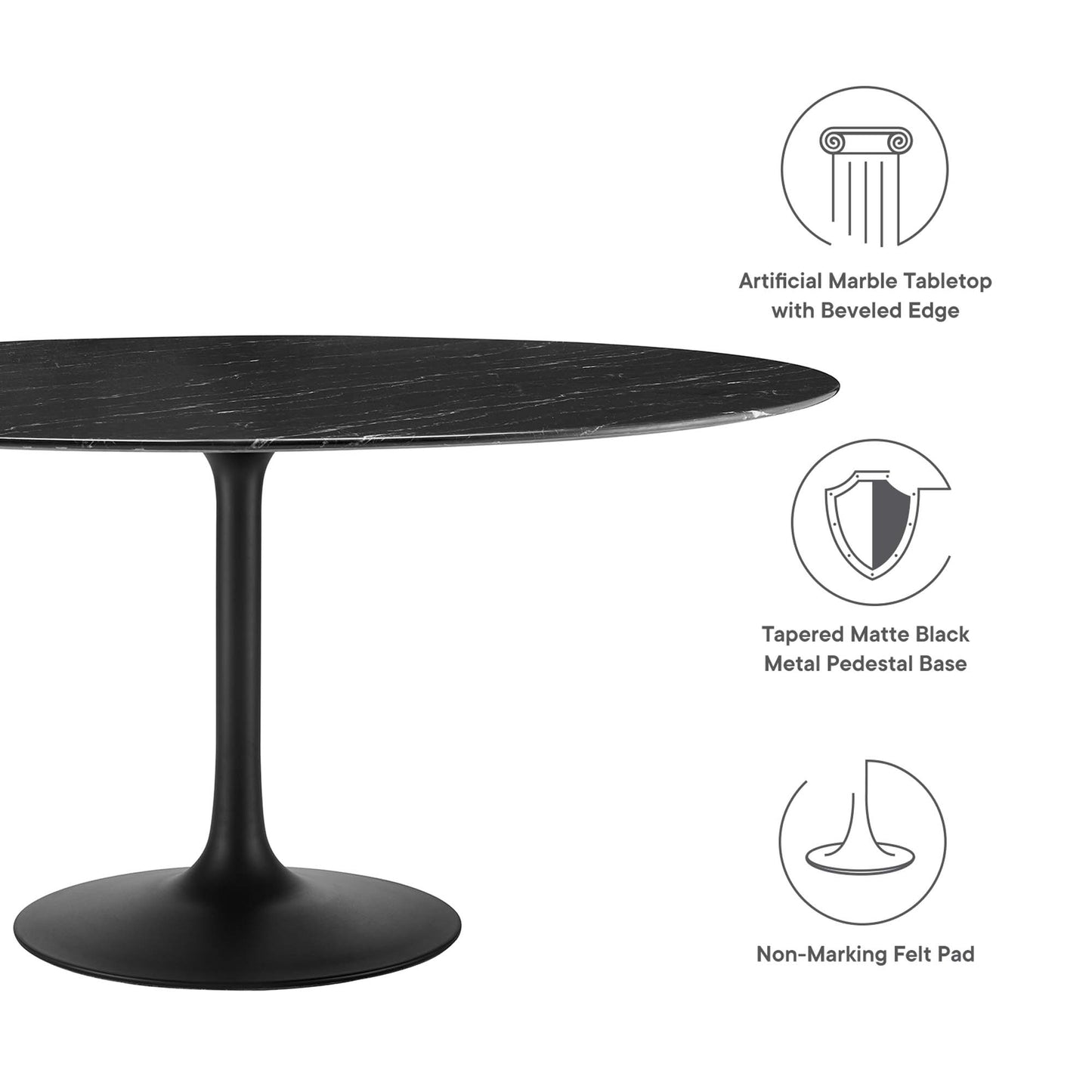 Lippa 60" Round Artificial Marble Dining Table