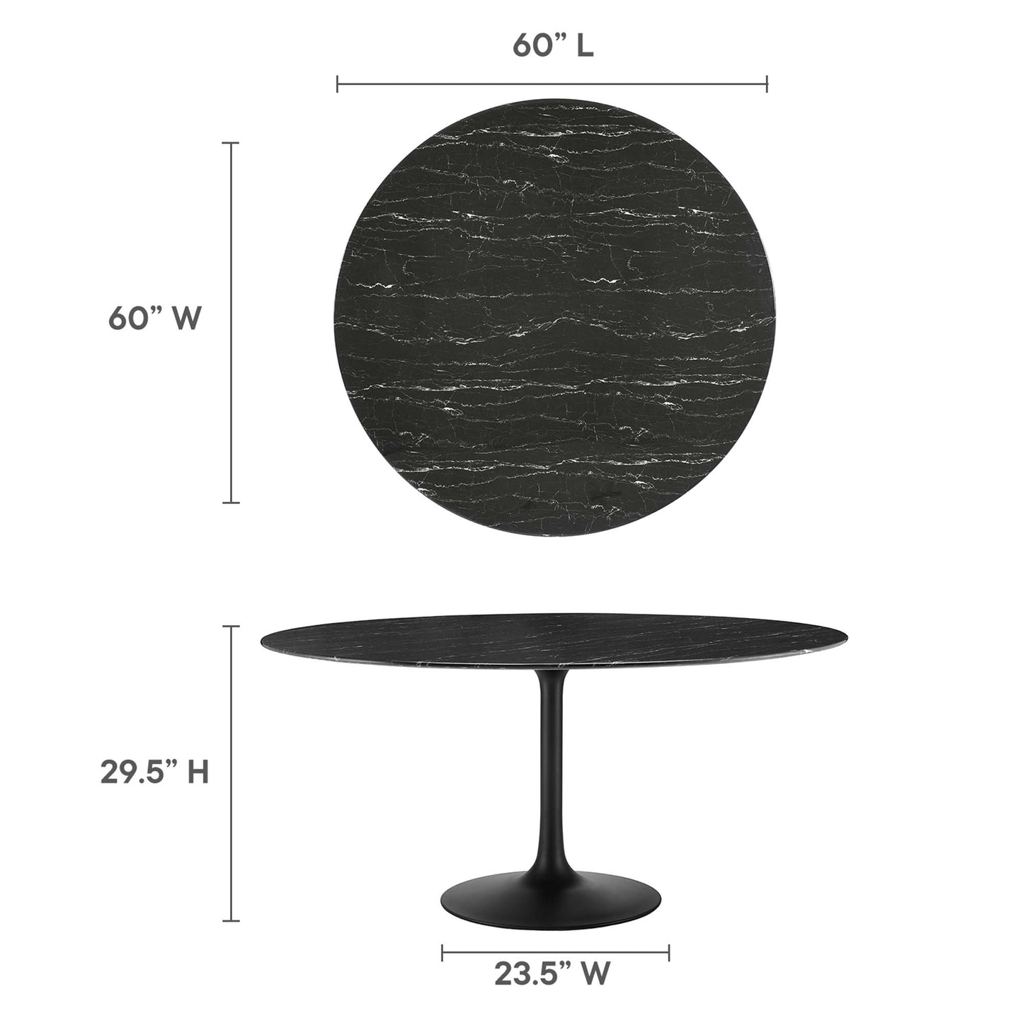 Lippa 60" Round Artificial Marble Dining Table