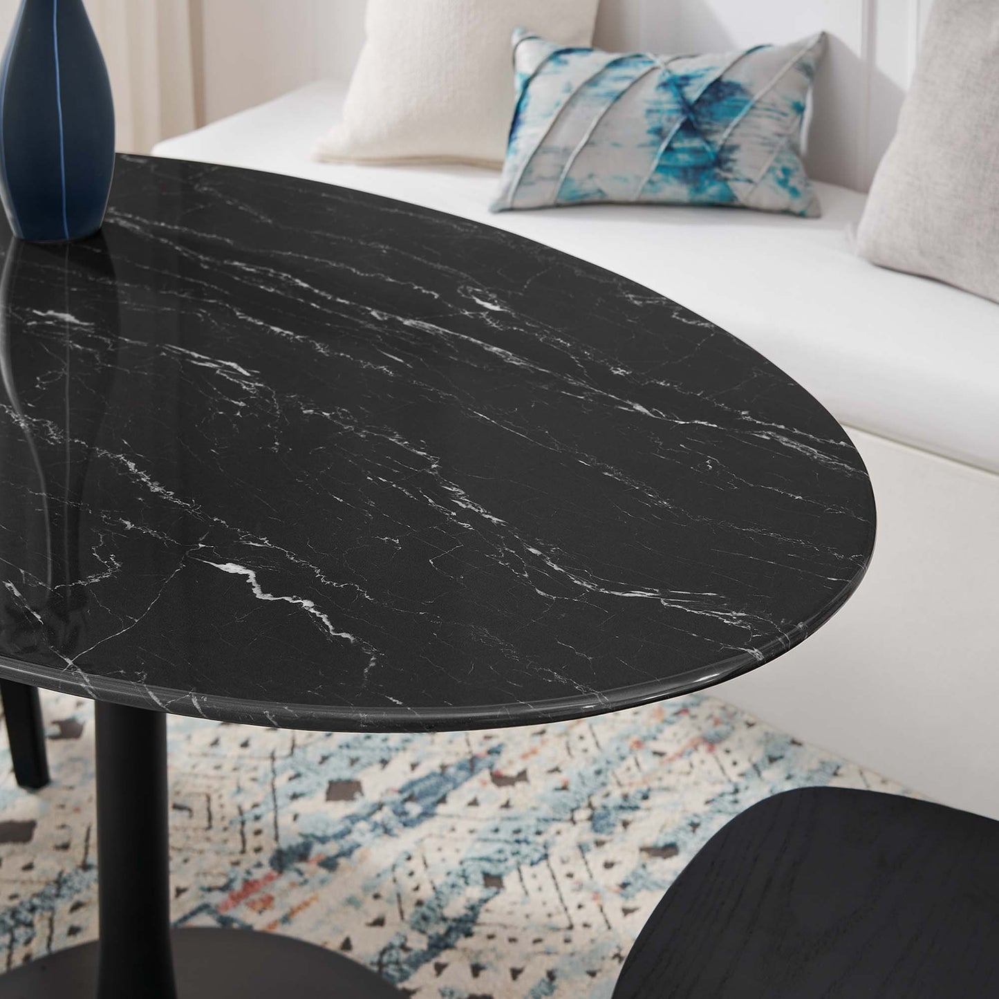 Lippa 54" Oval Artificial Marble Dining Table