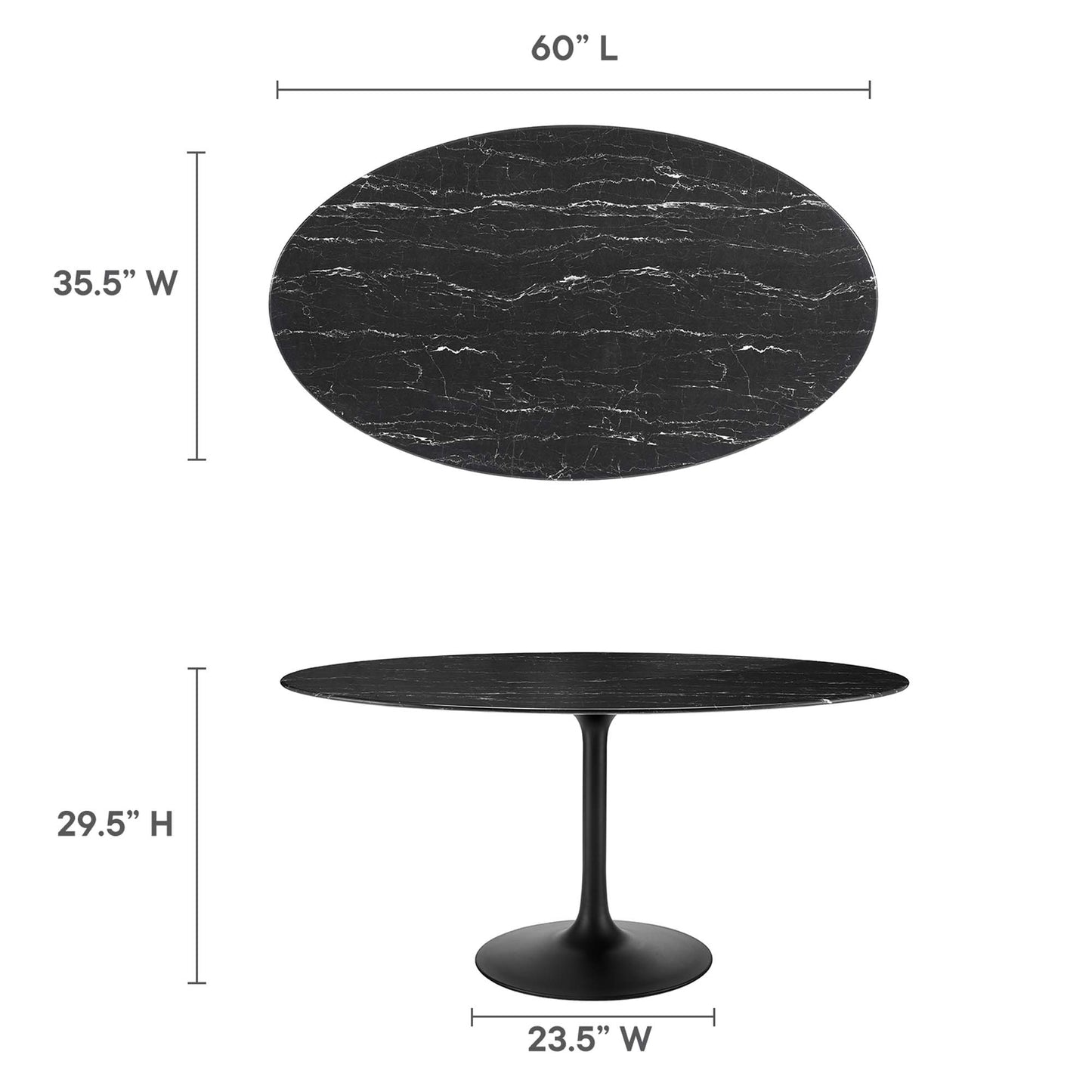 Lippa 60" Oval Artificial Marble Dining Table