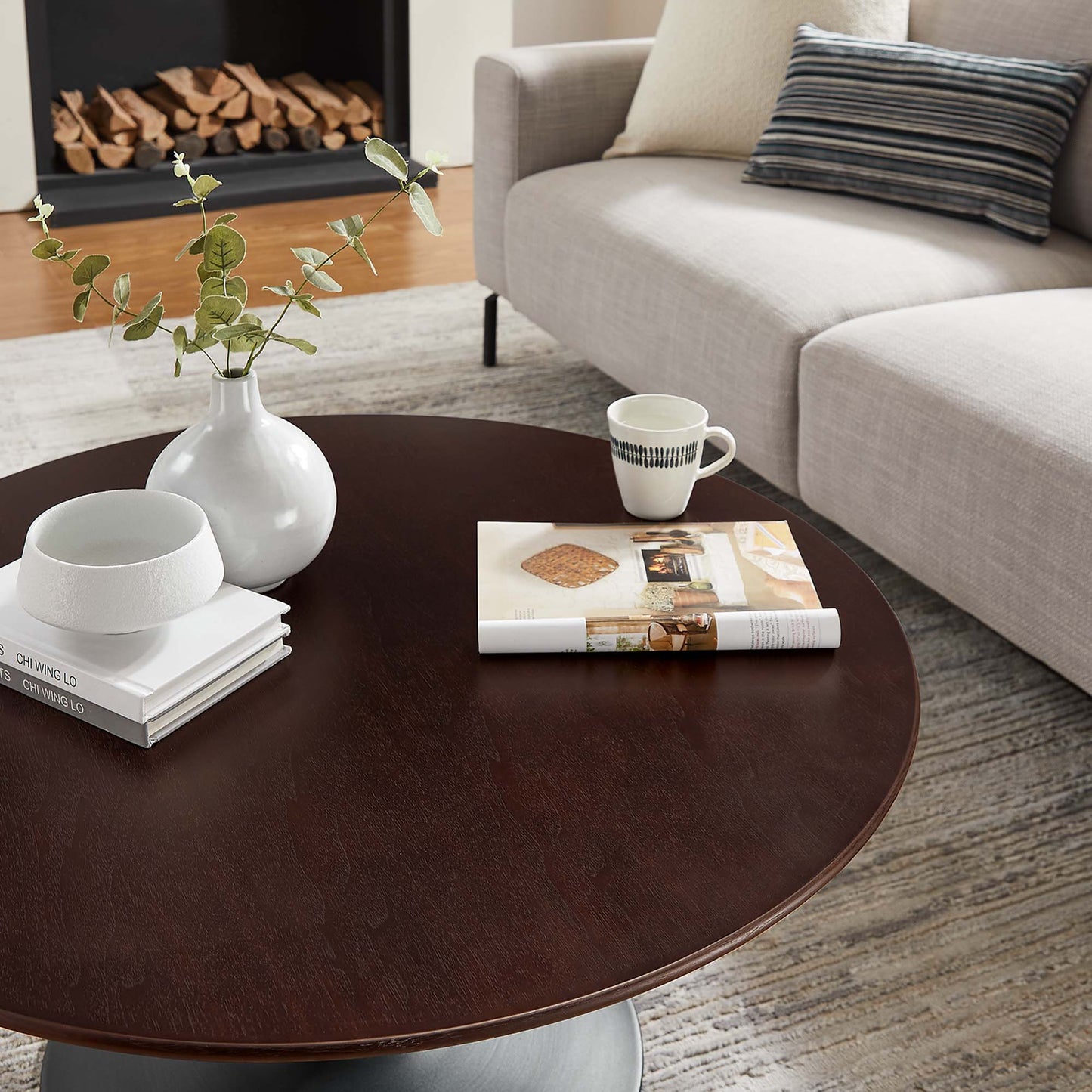 Lippa 36" Round Wood Grain Coffee Table