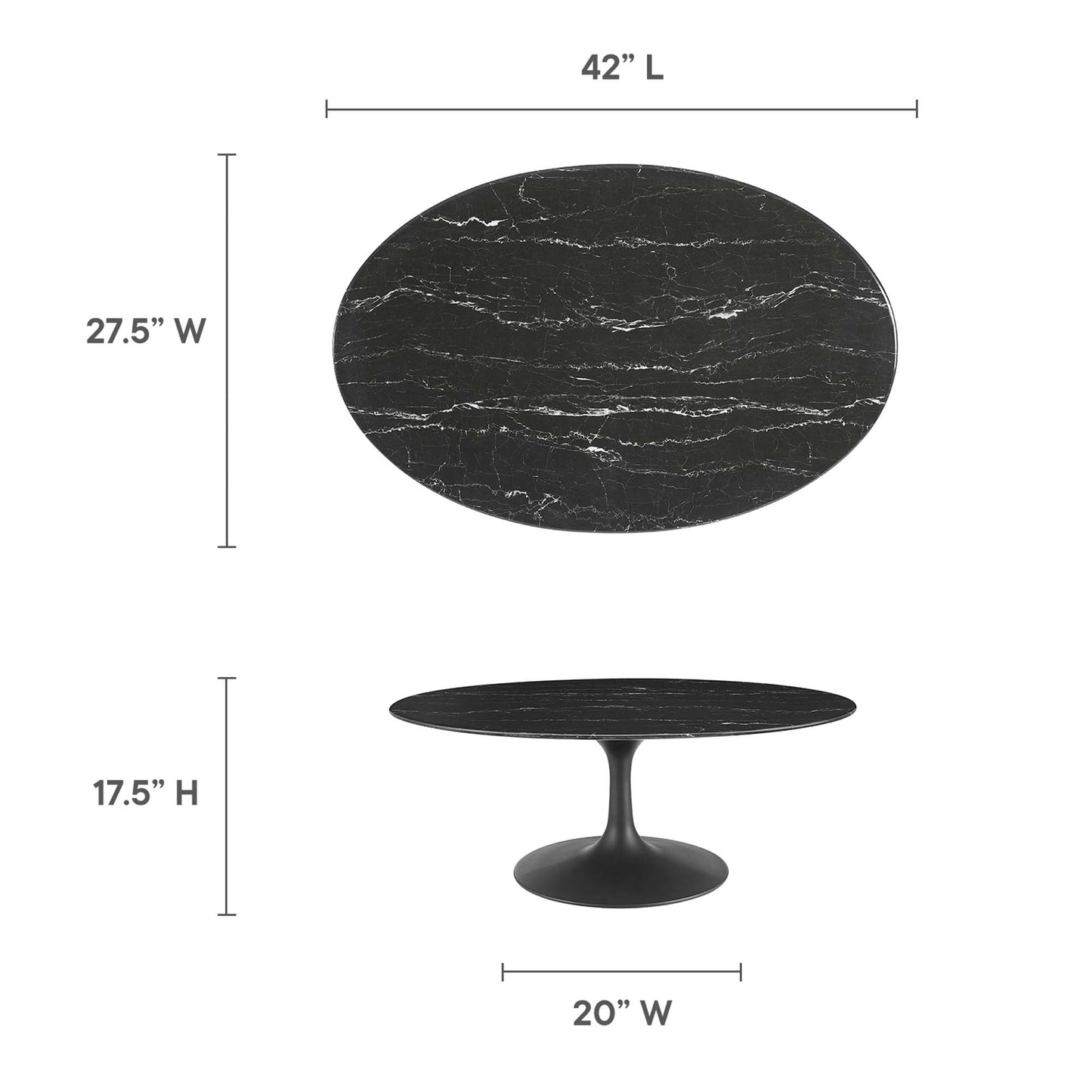 Lippa 42" Oval Artificial Marble Coffee Table