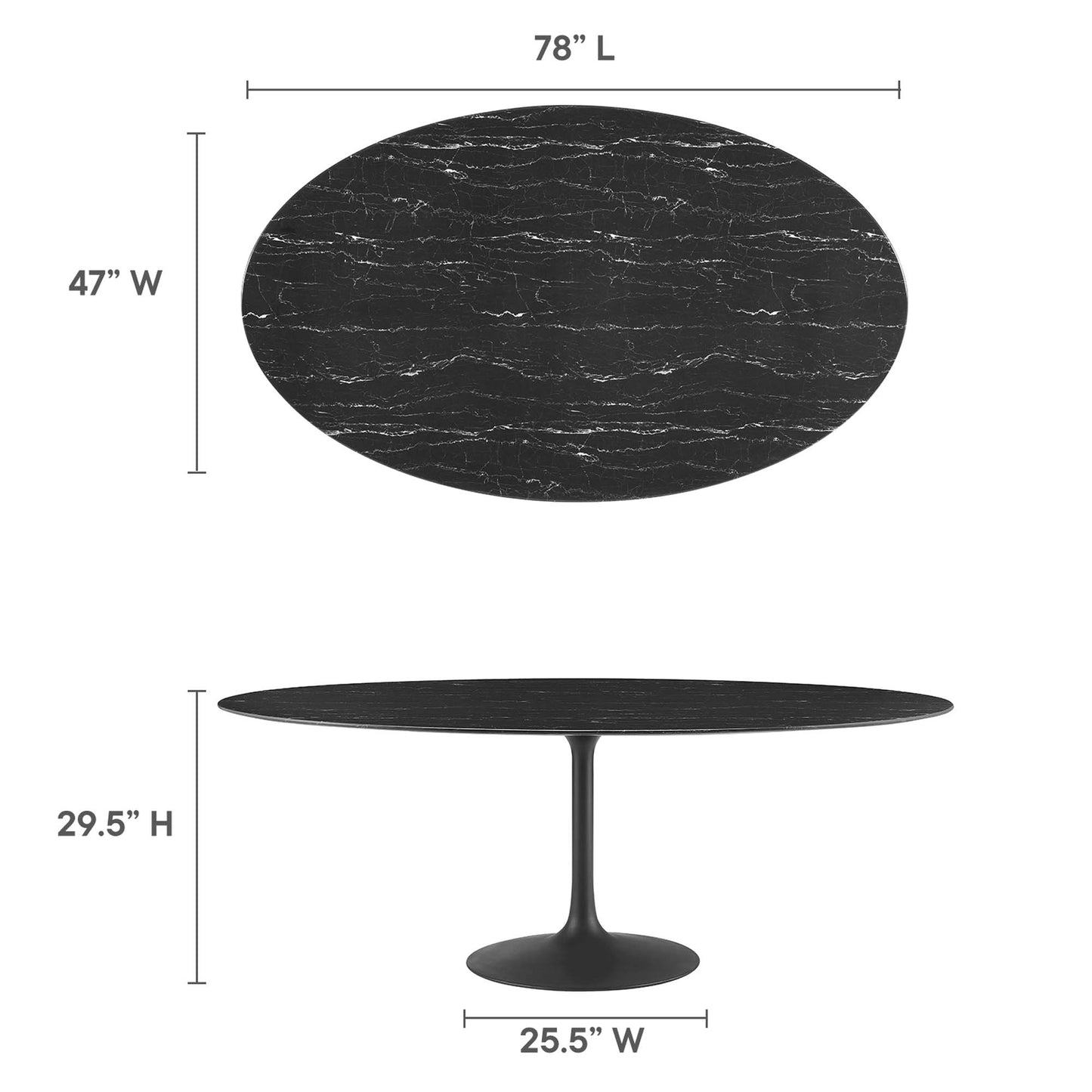 Lippa 78" Oval Artificial Marble Dining Table