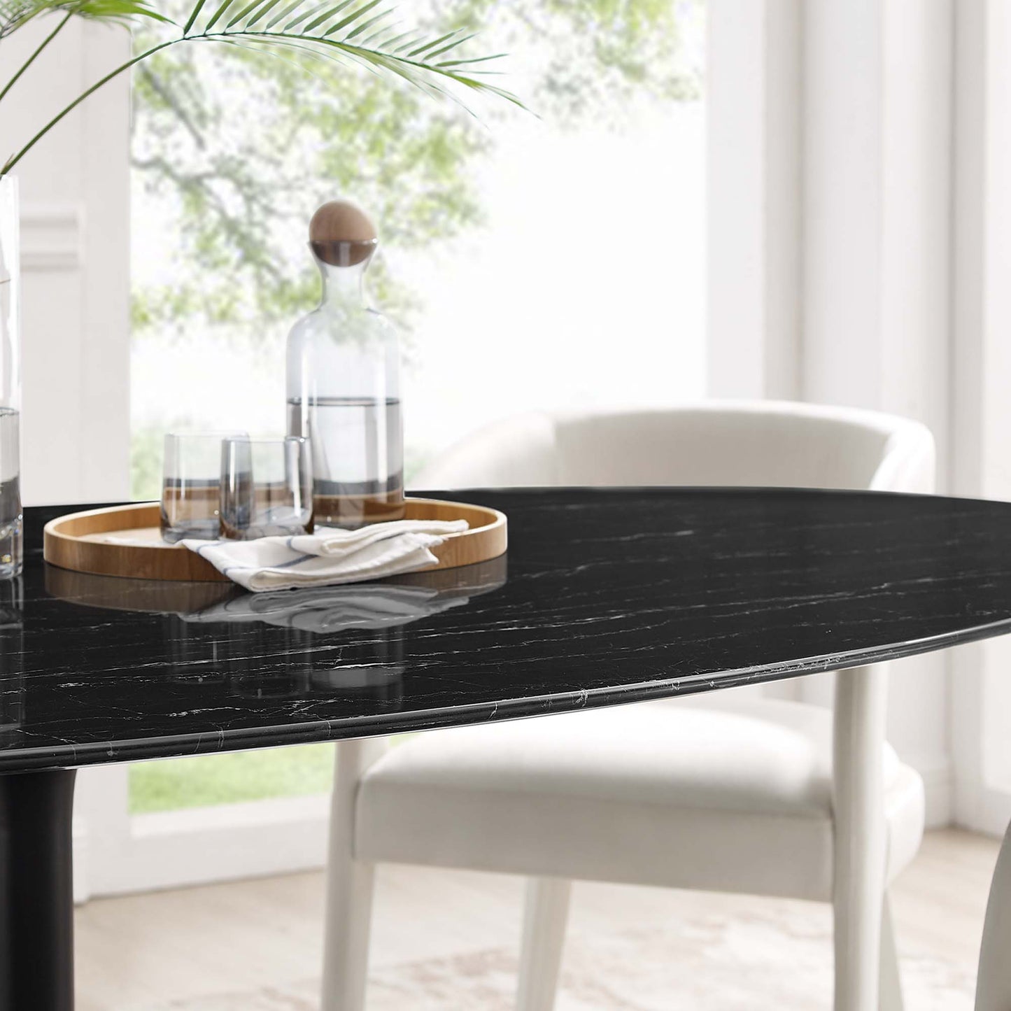 Lippa 78" Oval Artificial Marble Dining Table