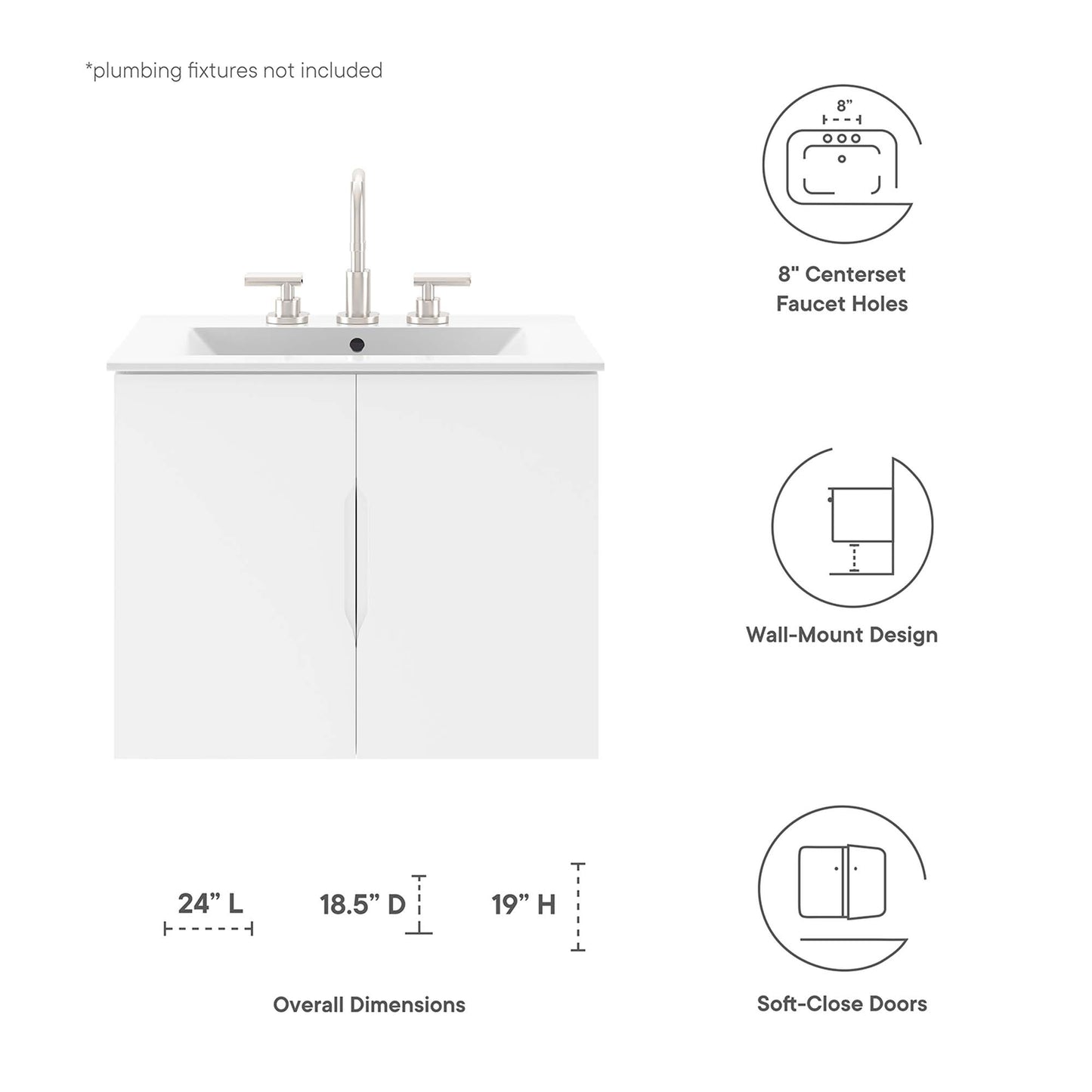 Vitality 24" Bathroom Vanity Cabinet (Sink Basin Not Included)