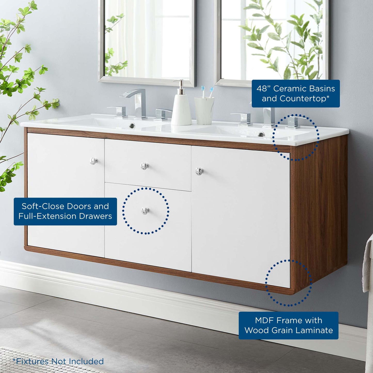 Transmit 48" Wall-Mount Bathroom Vanity