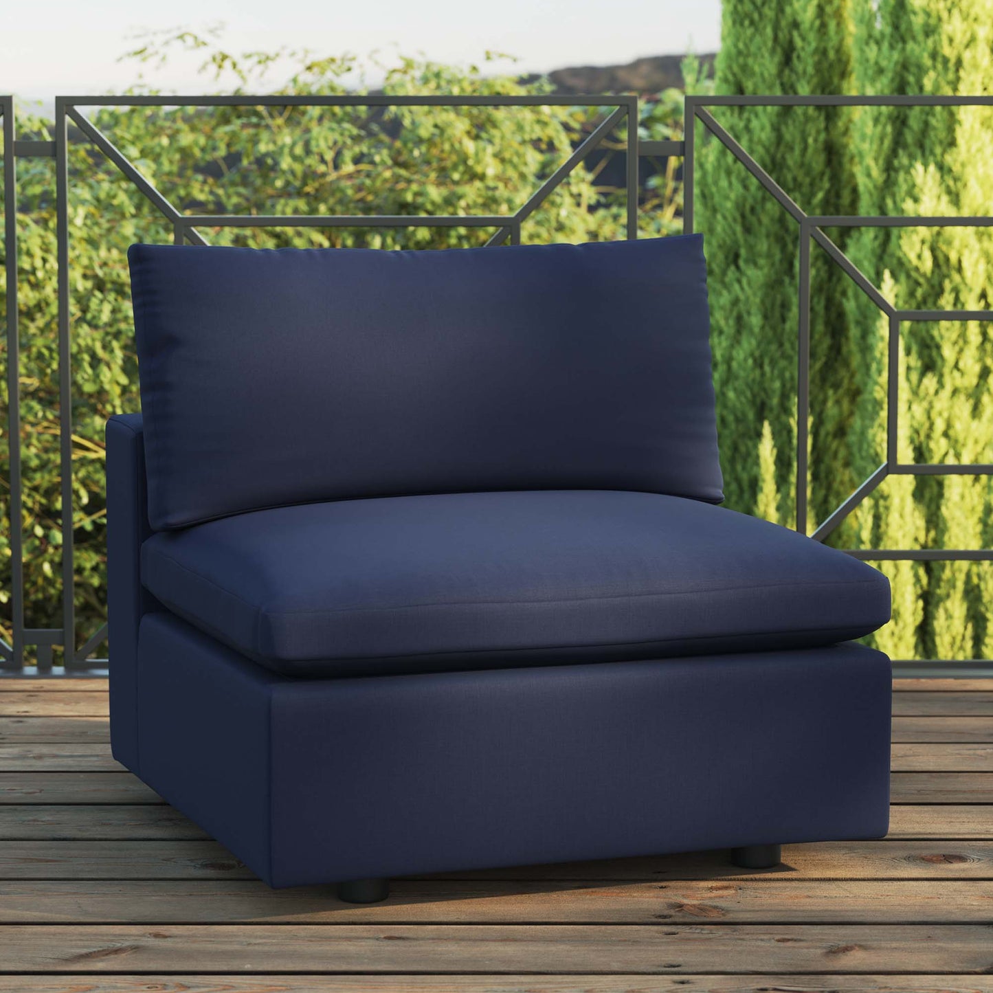 Commix Overstuffed Outdoor Patio Armless Chair