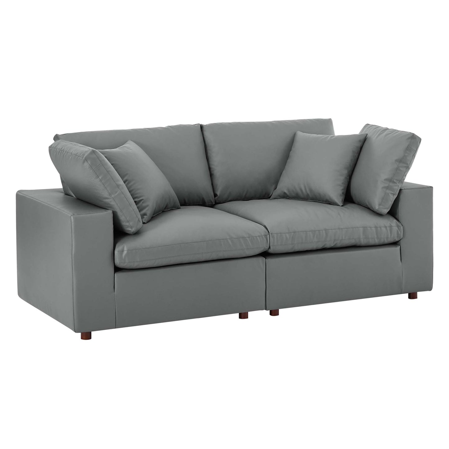 Commix Down Filled Overstuffed Vegan Leather Loveseat