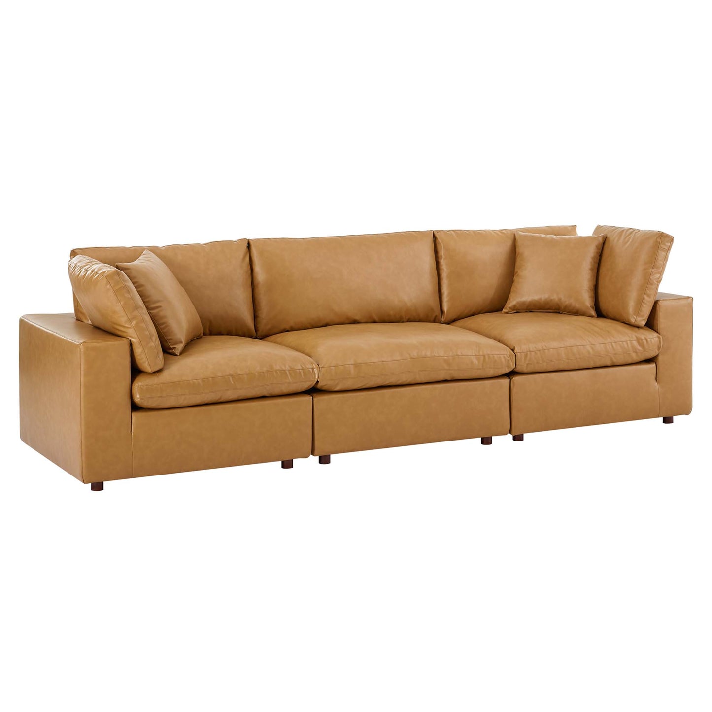 Commix Down Filled Overstuffed Vegan Leather 3-Seater Sofa