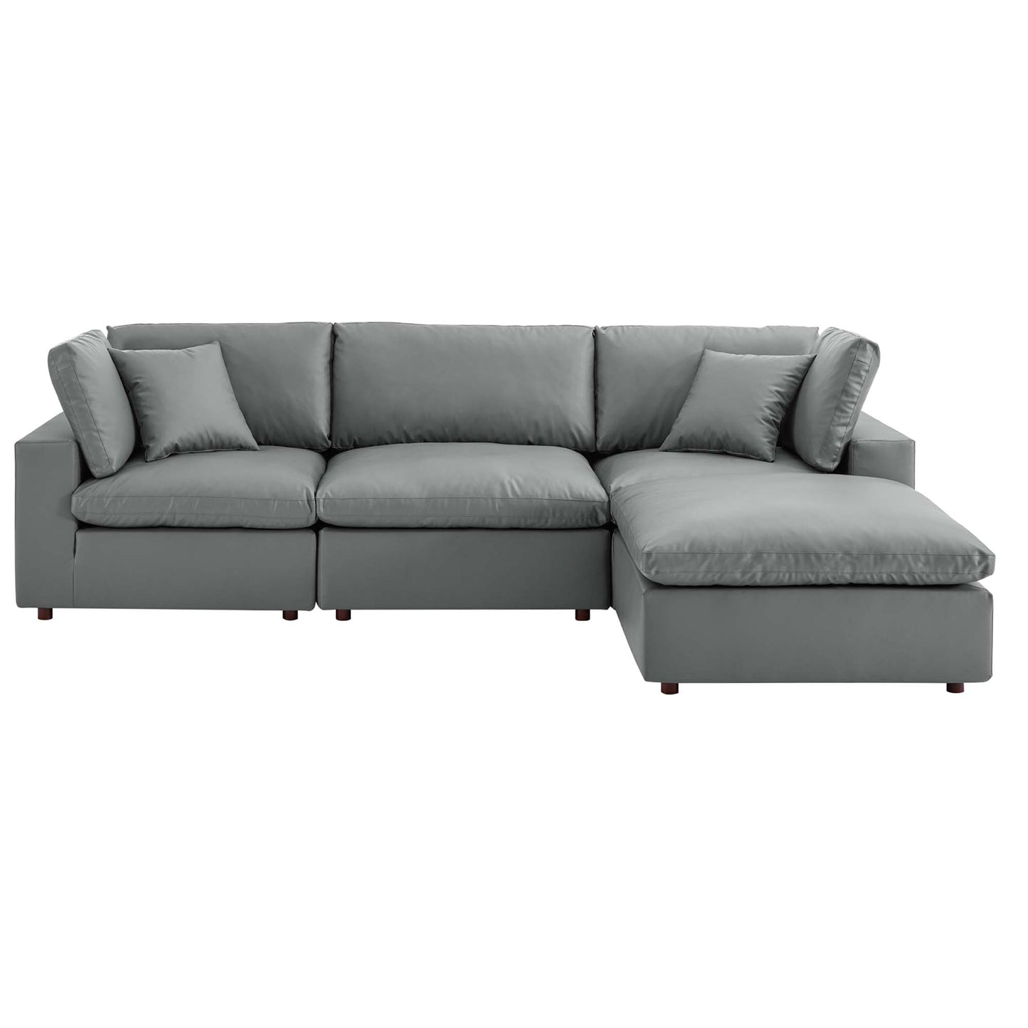 Commix 4-Piece Down Filled Overstuffed Vegan Leather Sectional Sofa