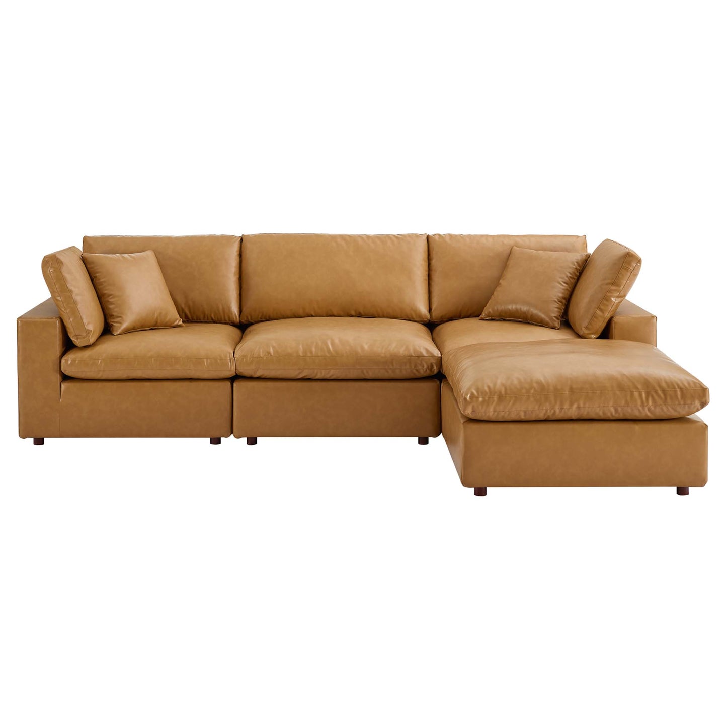 Commix 4-Piece Down Filled Overstuffed Vegan Leather Sectional Sofa