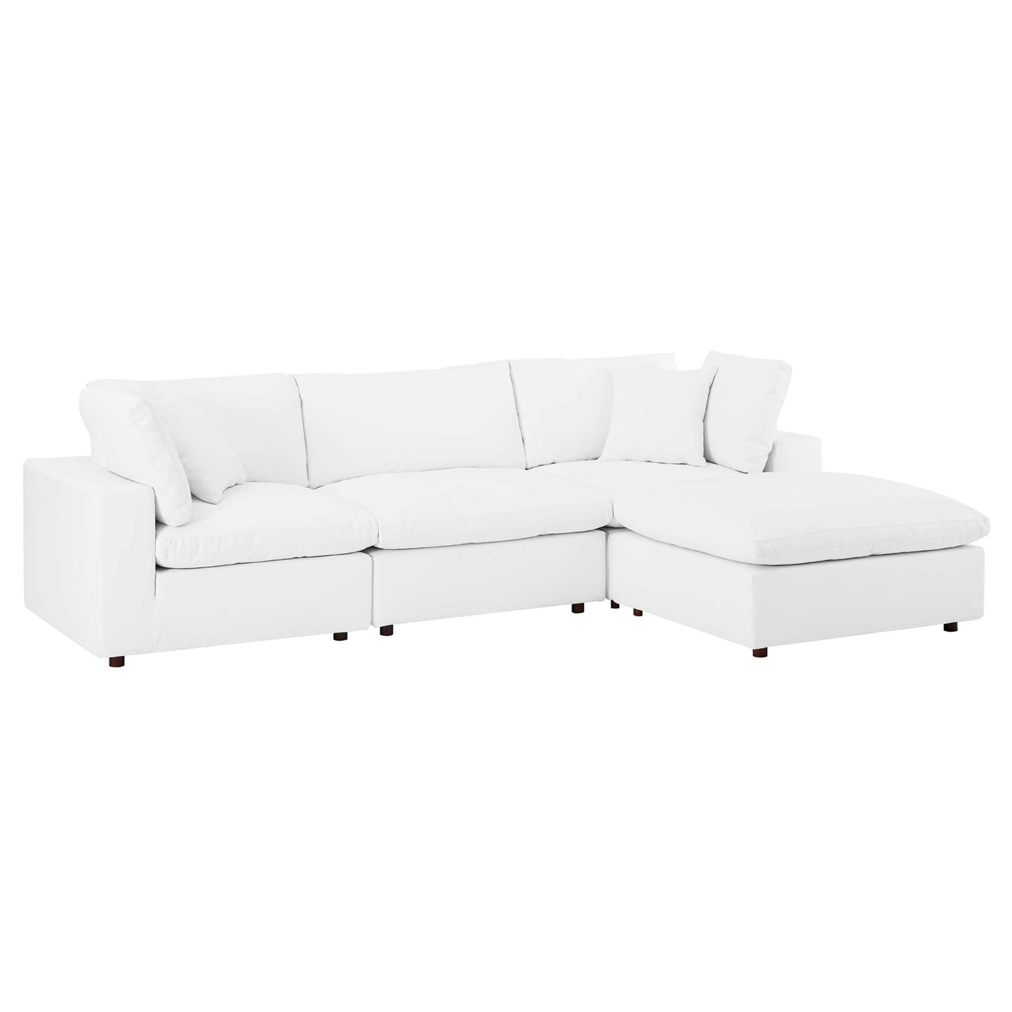 Commix 4-Piece Down Filled Overstuffed Vegan Leather Sectional Sofa