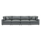 Commix Down Filled Overstuffed Vegan Leather 4-Seater Sofa