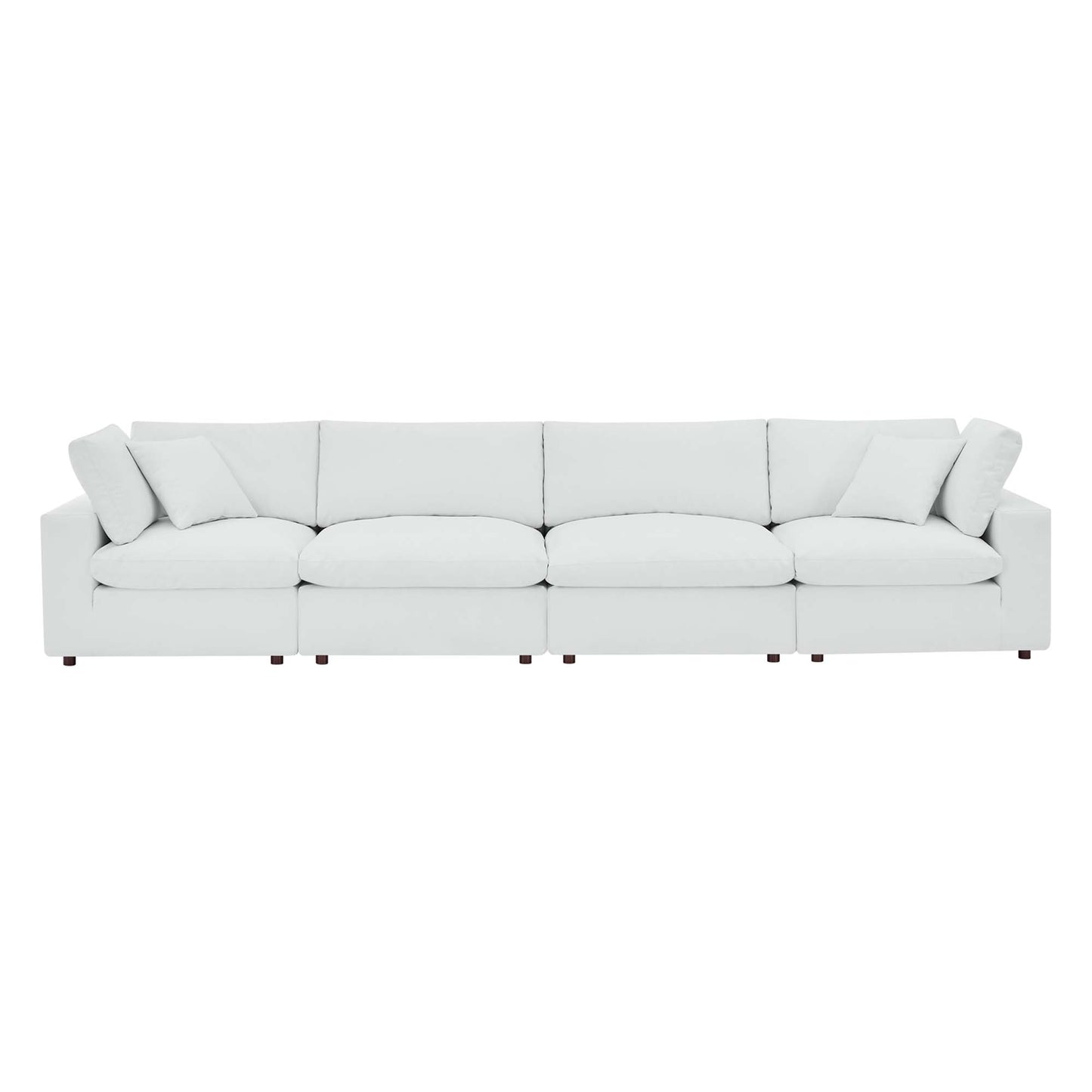 Commix Down Filled Overstuffed Vegan Leather 4-Seater Sofa