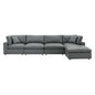 Commix 5-Piece Down Filled Overstuffed Vegan Leather Sectional Sofa