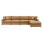 Commix 5-Piece Down Filled Overstuffed Vegan Leather Sectional Sofa