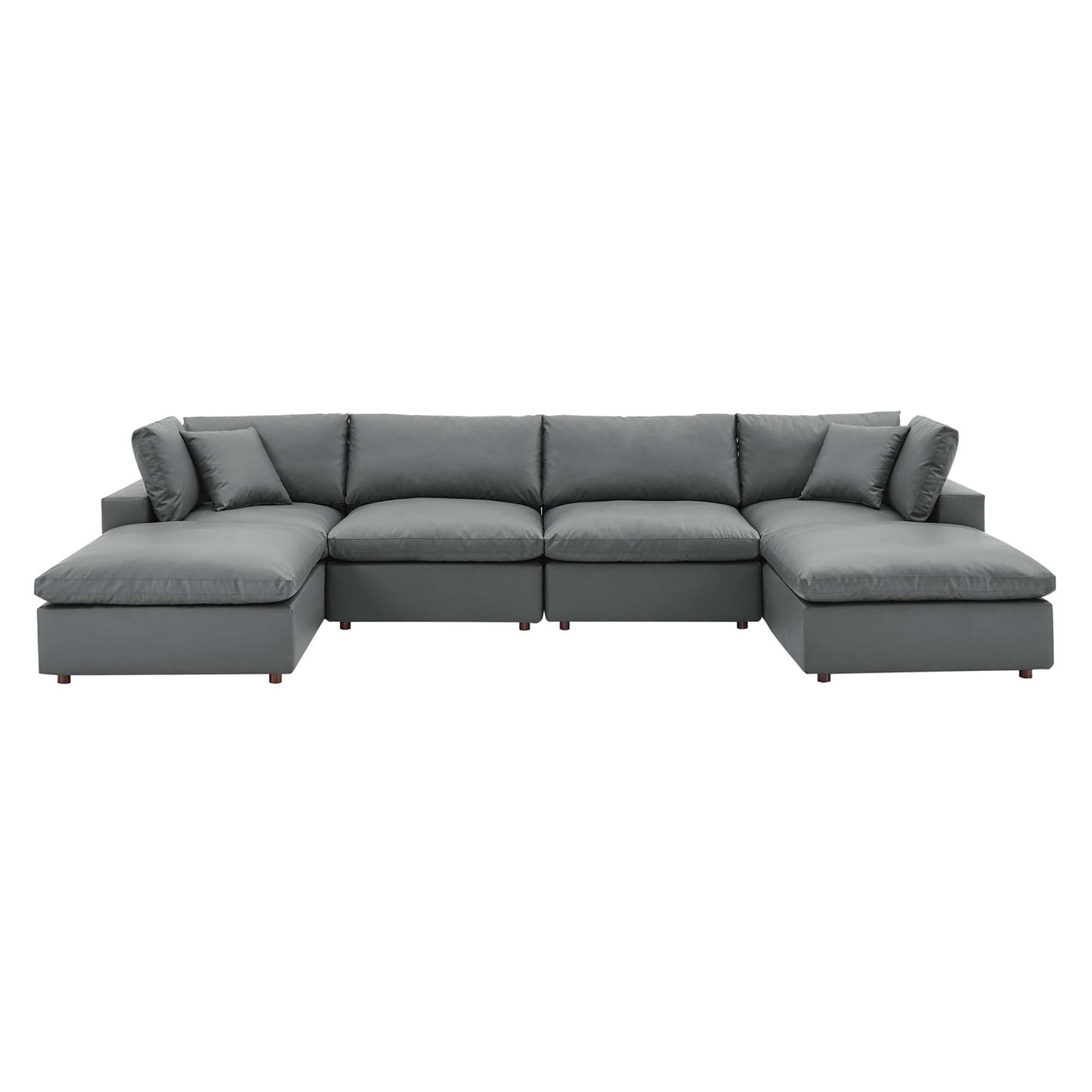 Commix 6-Piece Down Filled Overstuffed Vegan Leather Sectional Sofa