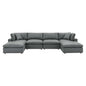 Commix 6-Piece Down Filled Overstuffed Vegan Leather Sectional Sofa