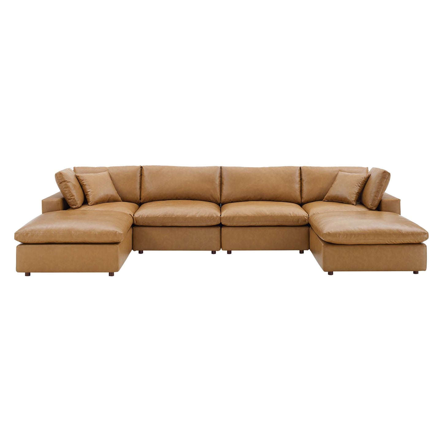 Commix 6-Piece Down Filled Overstuffed Vegan Leather Sectional Sofa