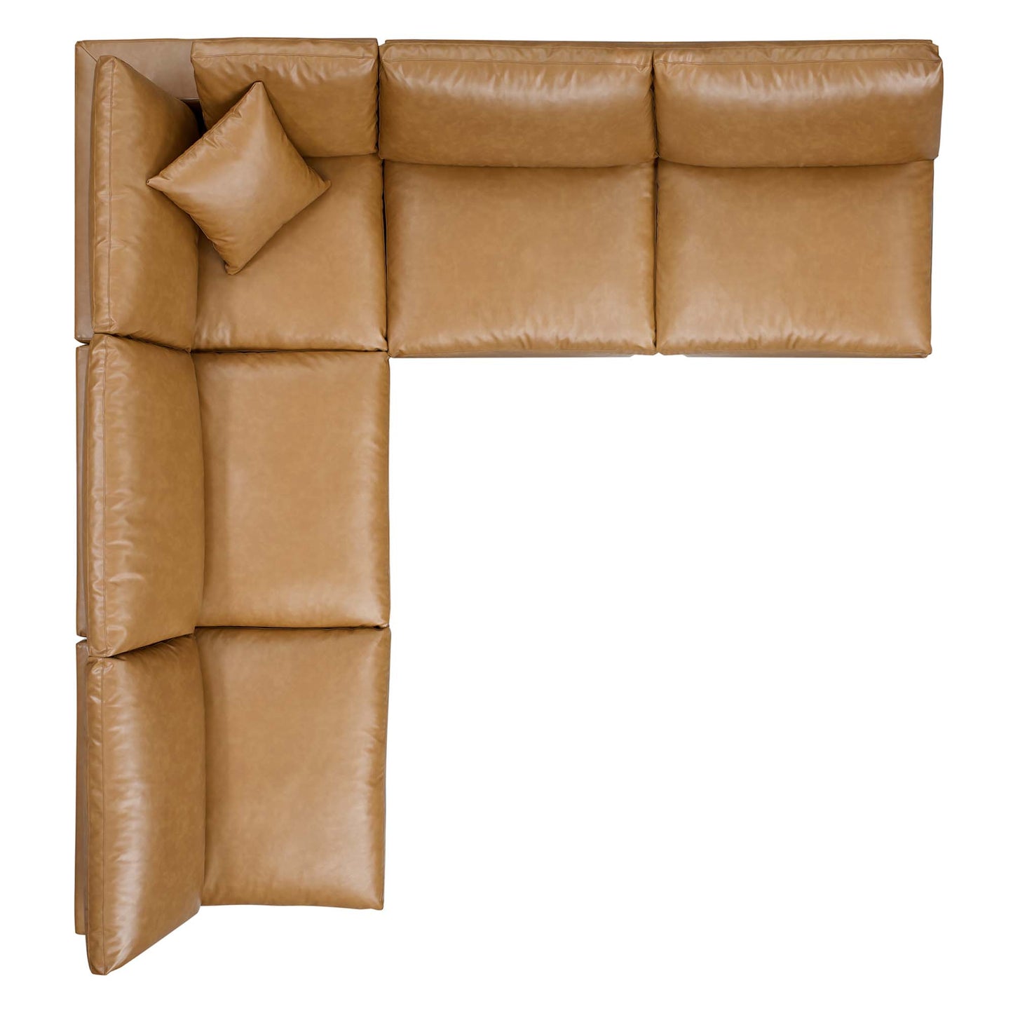 Commix 5-Piece Down Filled Overstuffed Vegan Leather Sectional Sofa