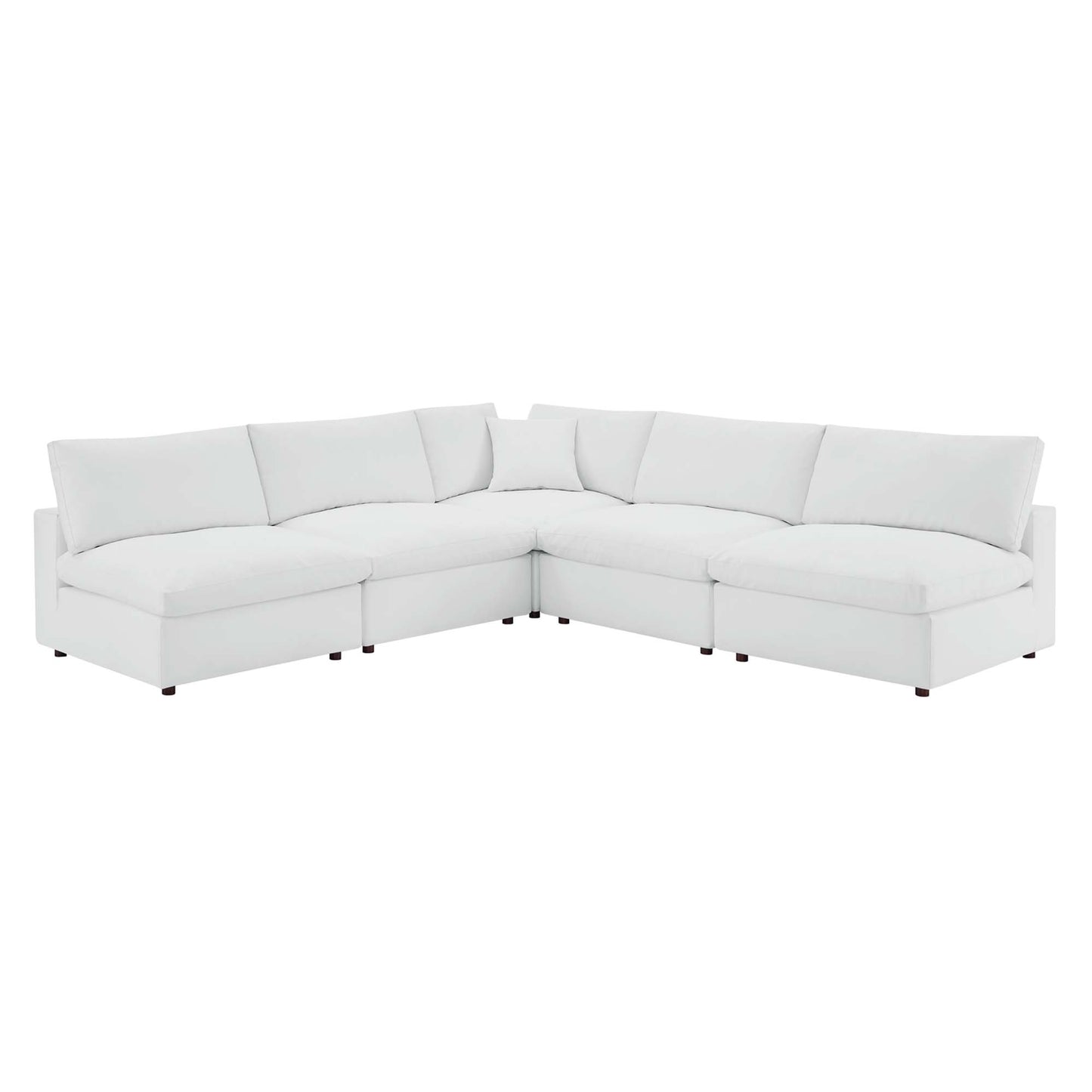 Commix 5-Piece Down Filled Overstuffed Vegan Leather Sectional Sofa