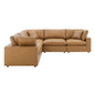 Commix 5-Piece Down Filled Overstuffed Vegan Leather Sectional Sofa