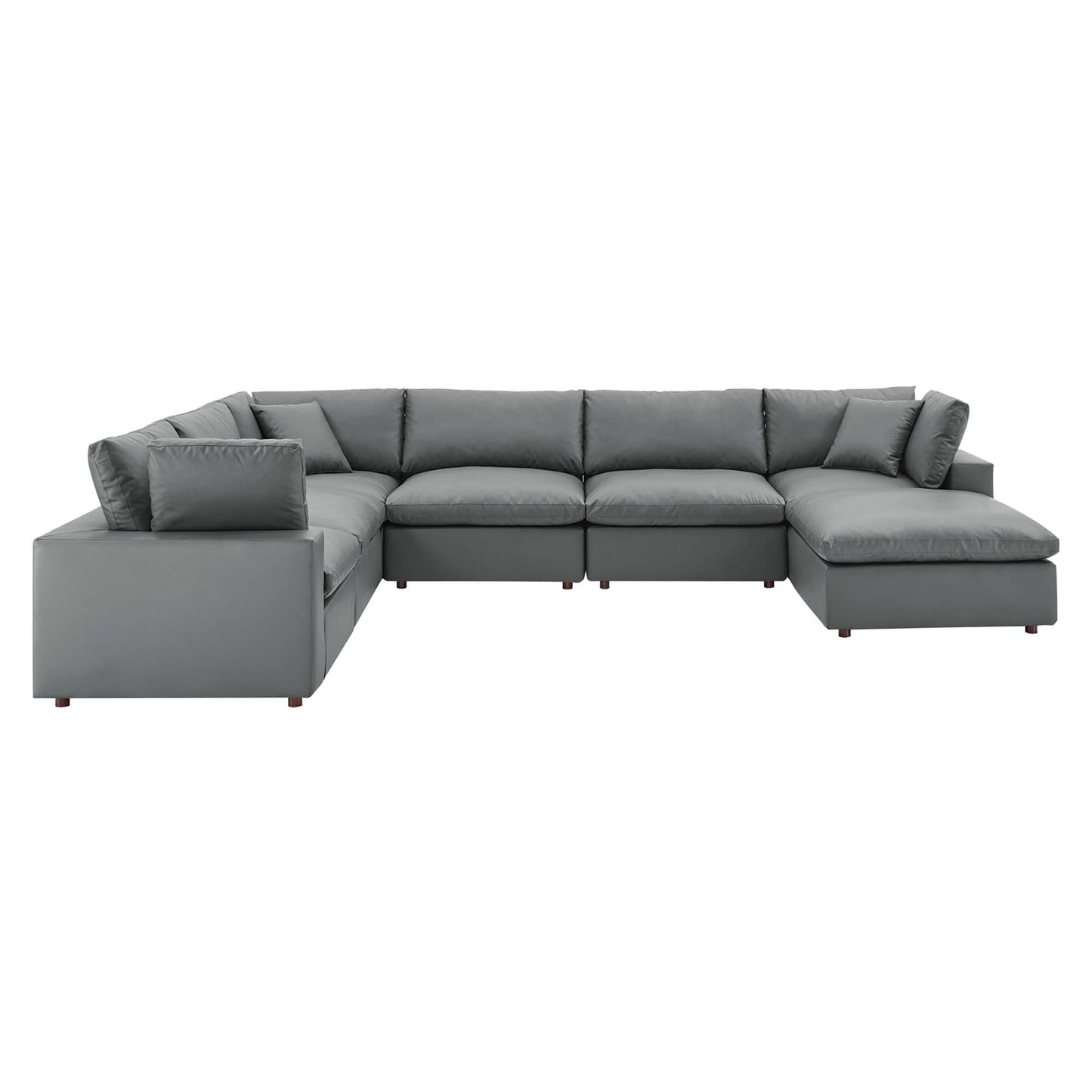 Commix 7-Piece Down Filled Overstuffed Vegan Leather Sectional Sofa