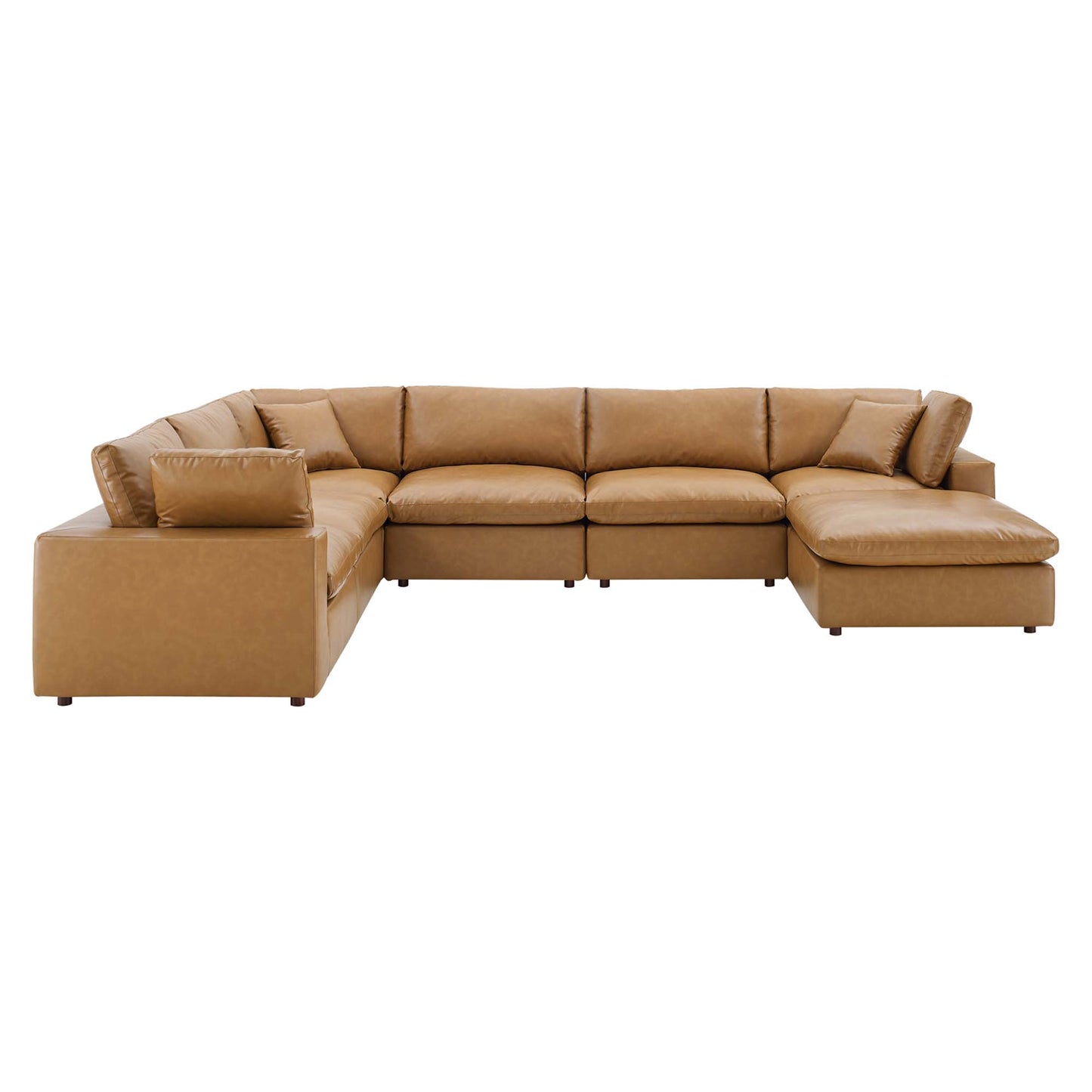 Commix 7-Piece Down Filled Overstuffed Vegan Leather Sectional Sofa