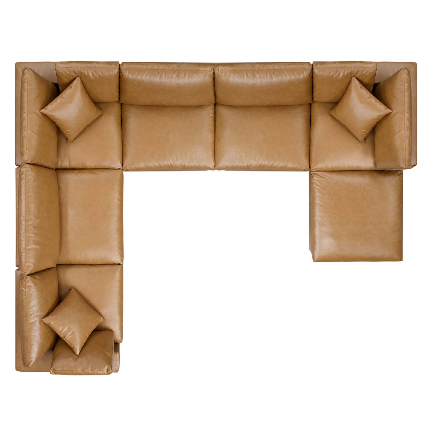 Commix 7-Piece Down Filled Overstuffed Vegan Leather Sectional Sofa