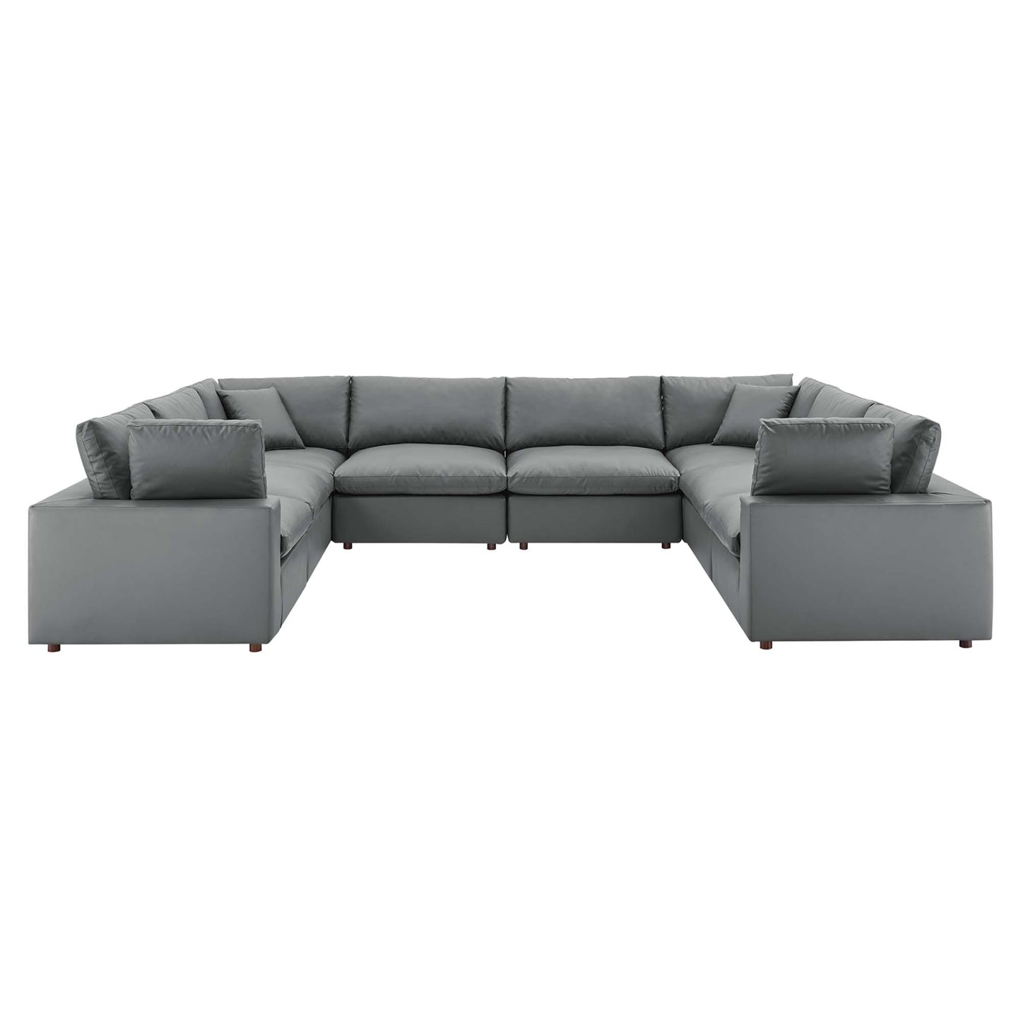 Commix 8-Piece Down Filled Overstuffed Vegan Leather Sectional Sofa