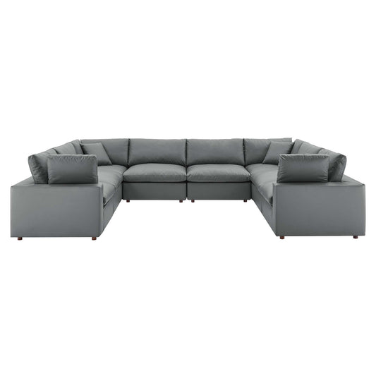 Commix 8-Piece Down Filled Overstuffed Vegan Leather Sectional Sofa