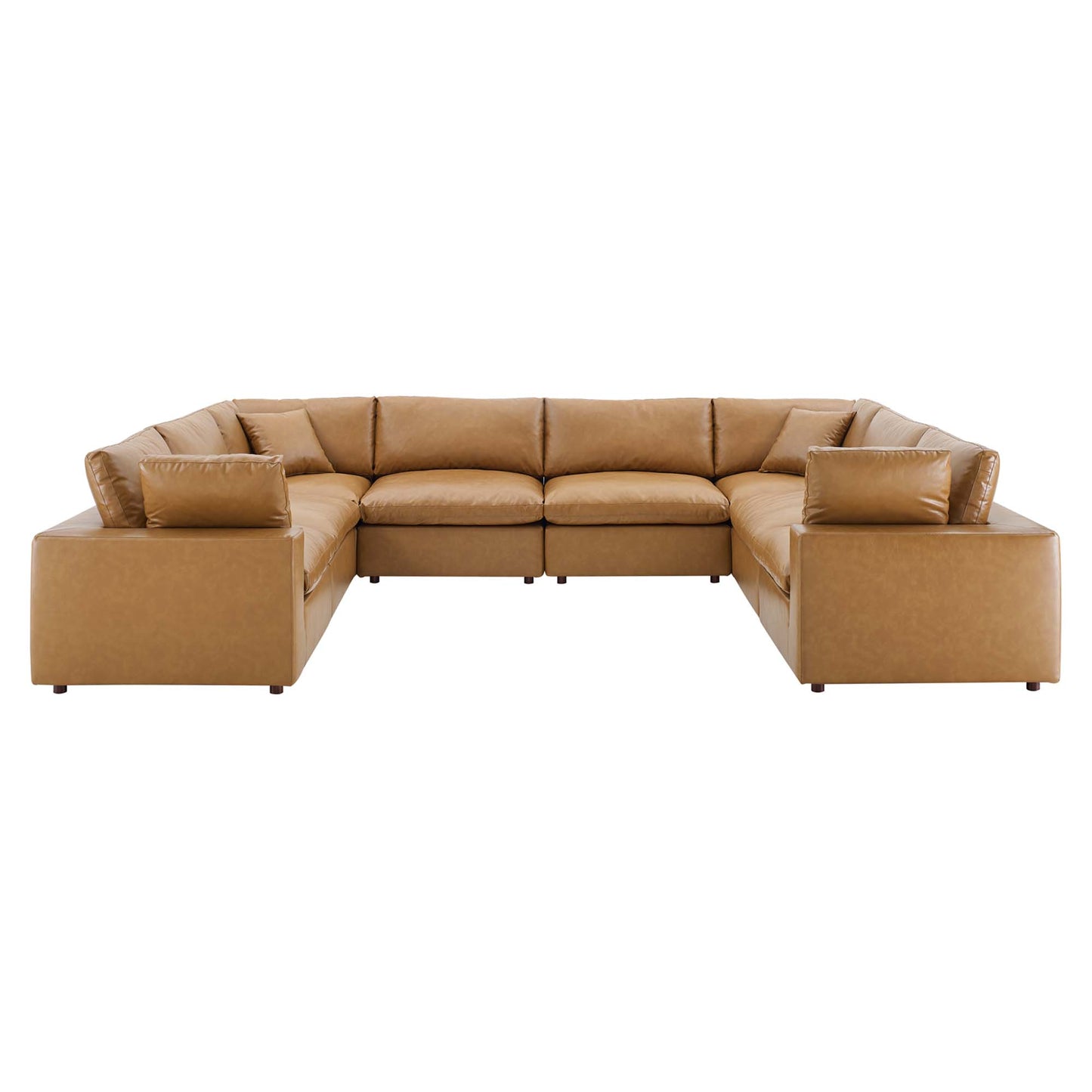 Commix 8-Piece Down Filled Overstuffed Vegan Leather Sectional Sofa