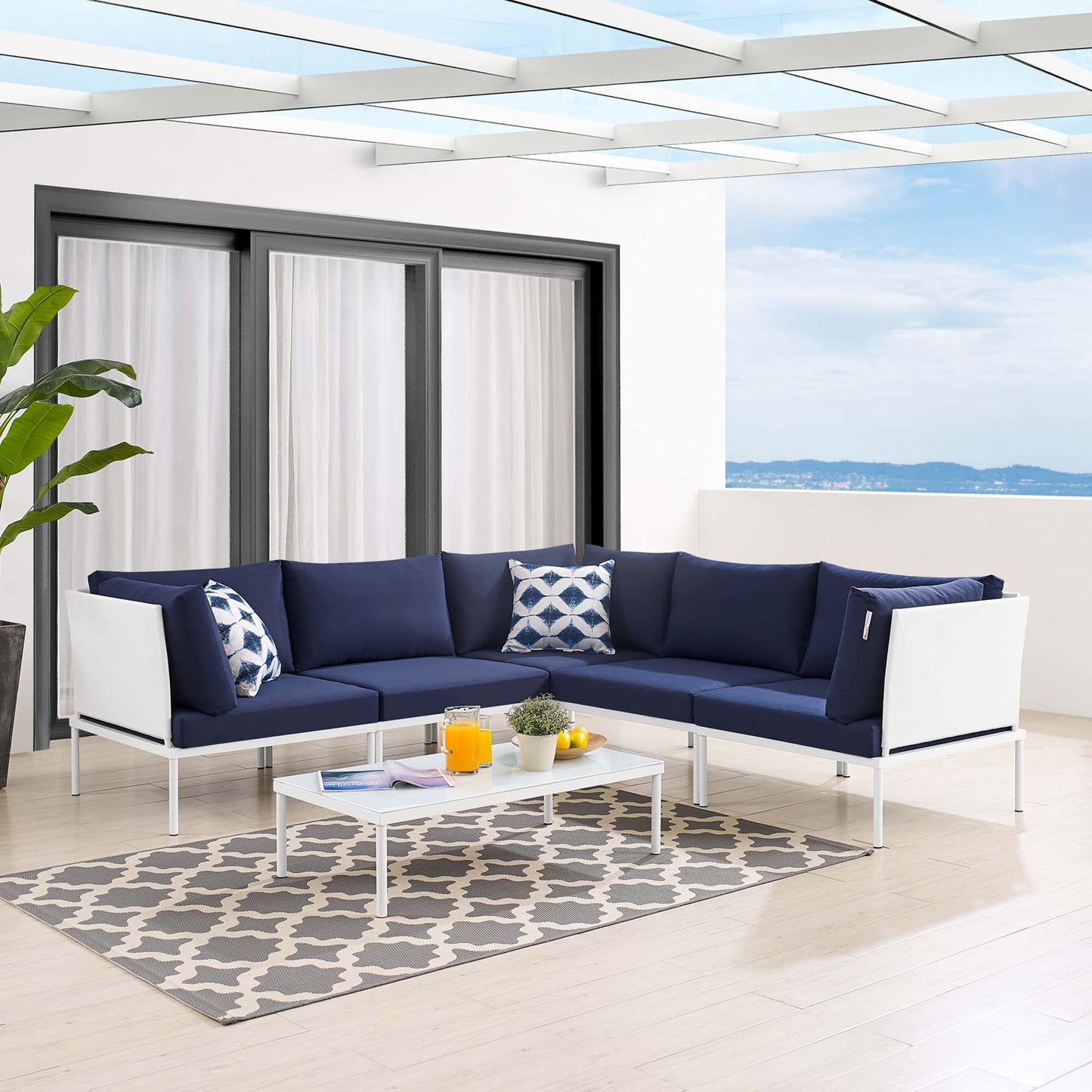 Harmony 6-Piece Sunbrella® Outdoor Patio Aluminum Sectional Sofa Set