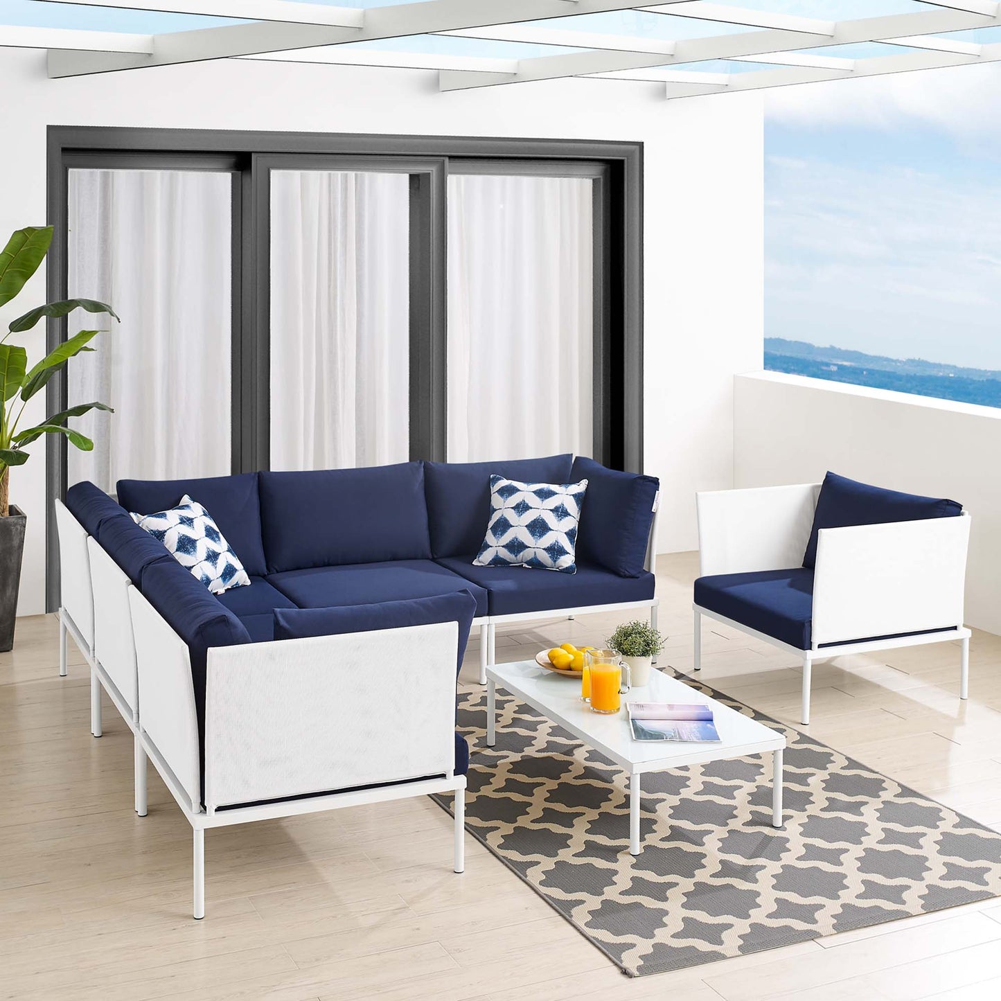 Harmony 7-Piece Sunbrella® Outdoor Patio Aluminum Sectional Sofa Set