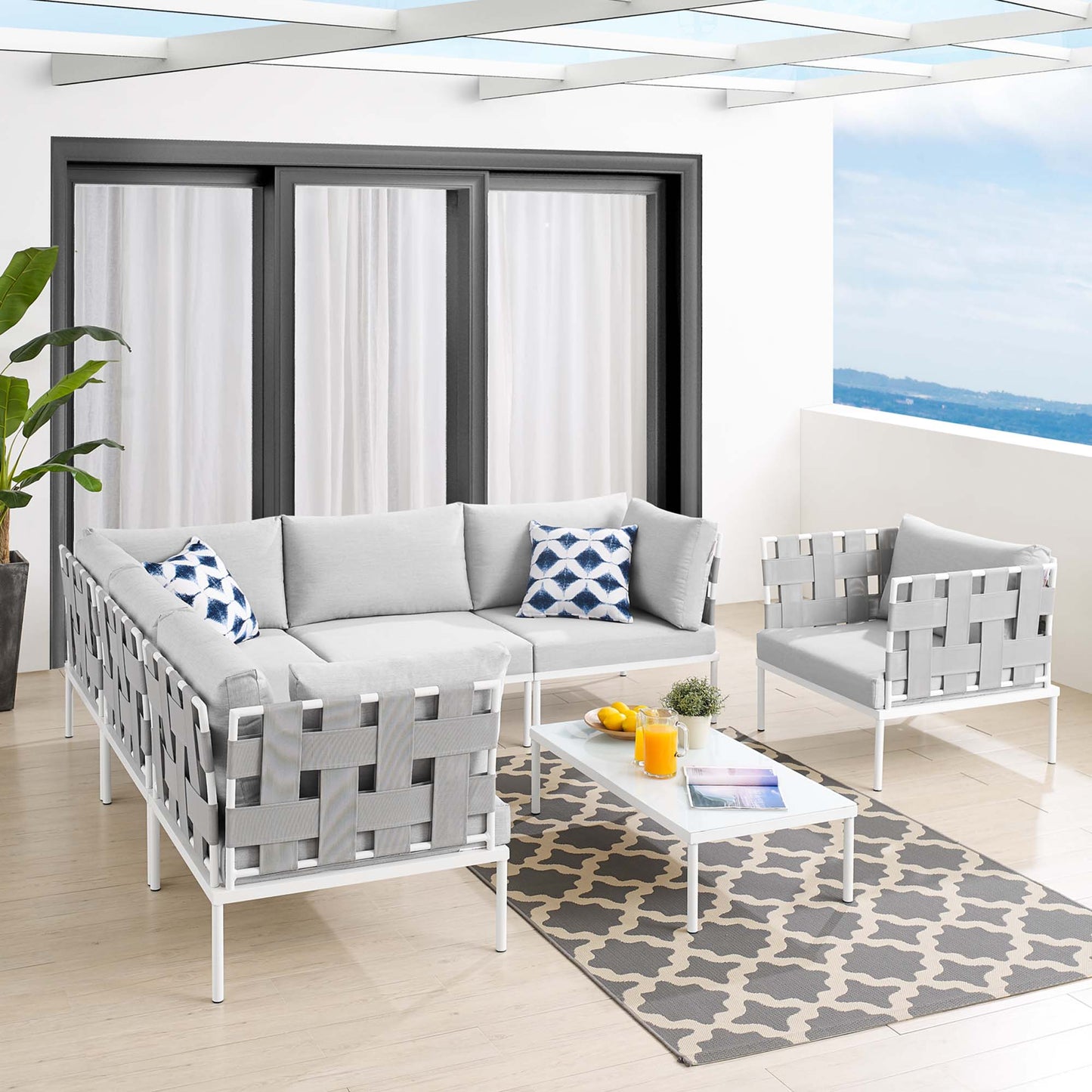 Harmony 7-Piece Sunbrella® Outdoor Patio Aluminum Sectional Sofa Set