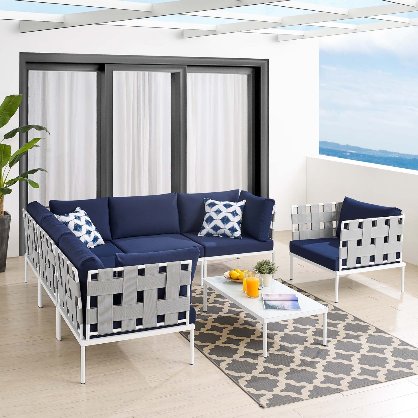 Harmony 7-Piece Sunbrella® Outdoor Patio Aluminum Sectional Sofa Set