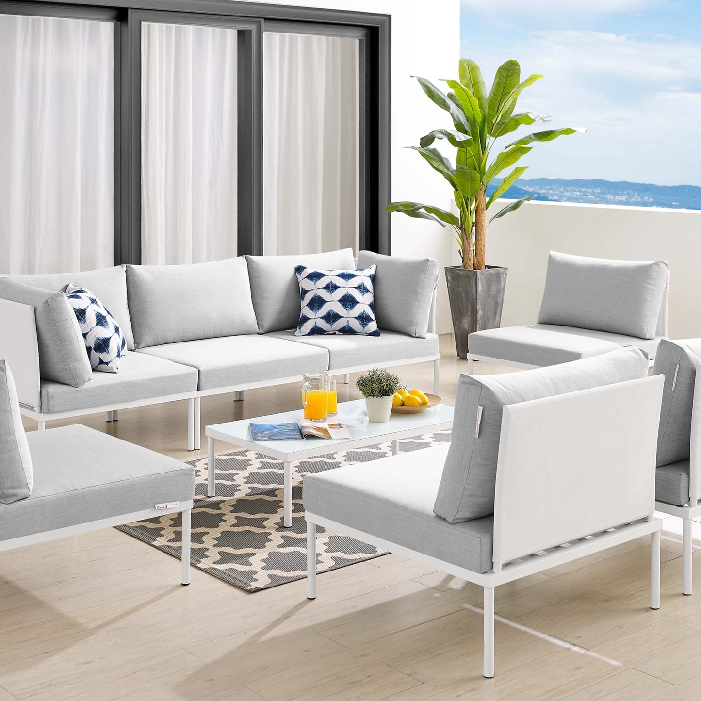 Harmony 8-Piece Sunbrella® Outdoor Patio Aluminum Sectional Sofa Set