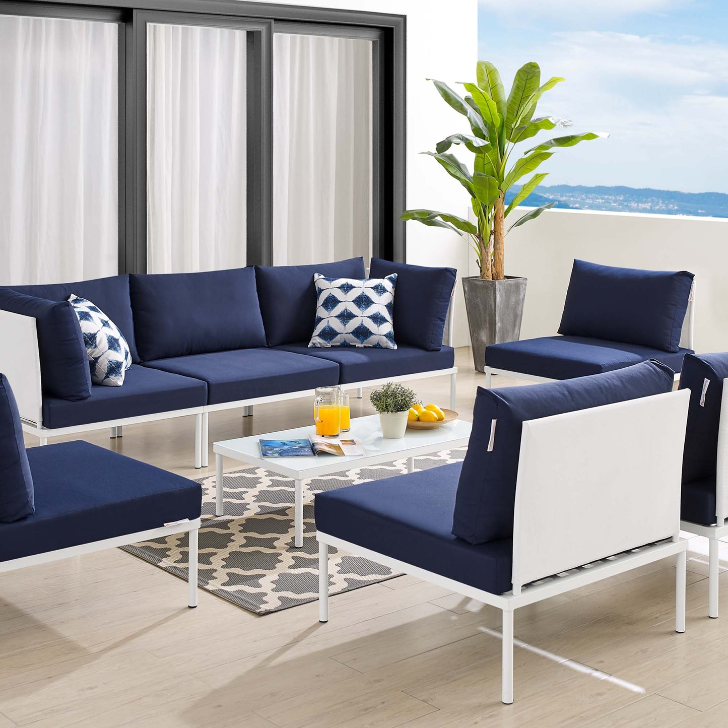 Harmony 8-Piece Sunbrella® Outdoor Patio Aluminum Sectional Sofa Set