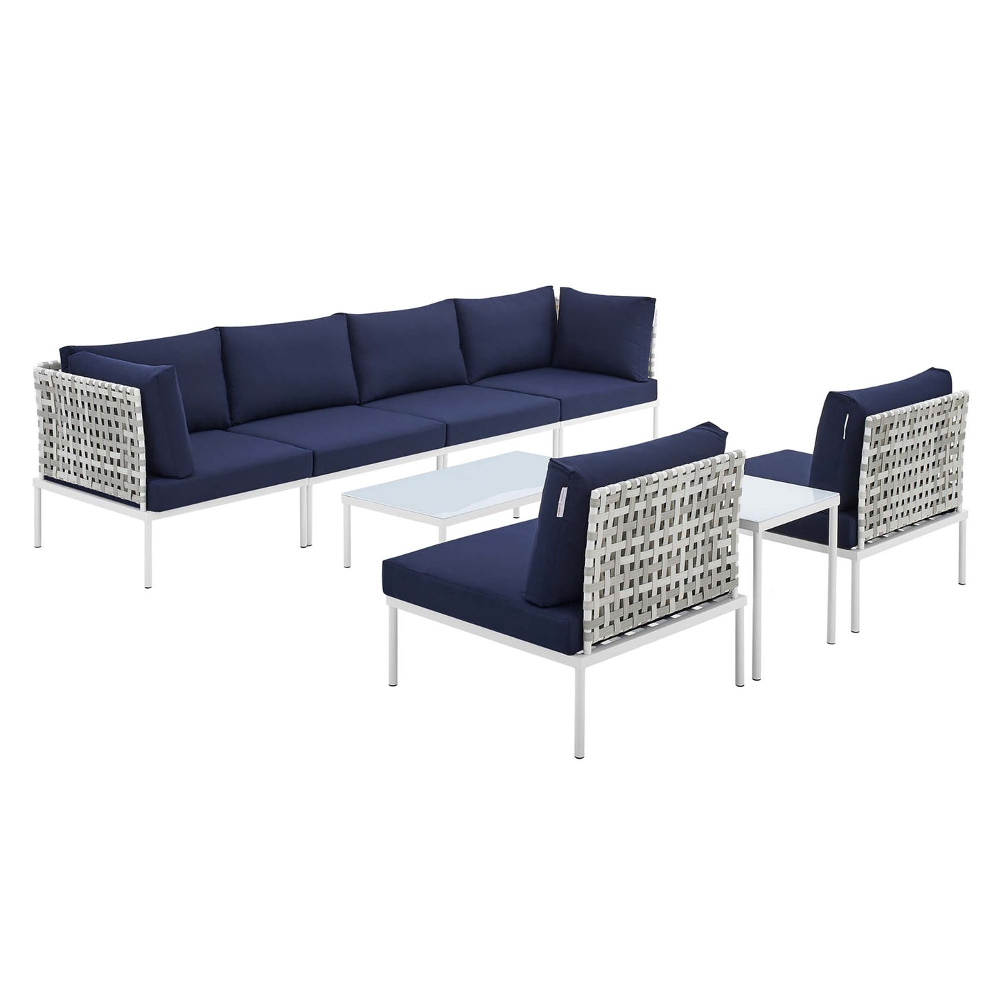 Harmony 8-Piece Sunbrella® Basket Weave Outdoor Patio Aluminum Sectional Sofa Set