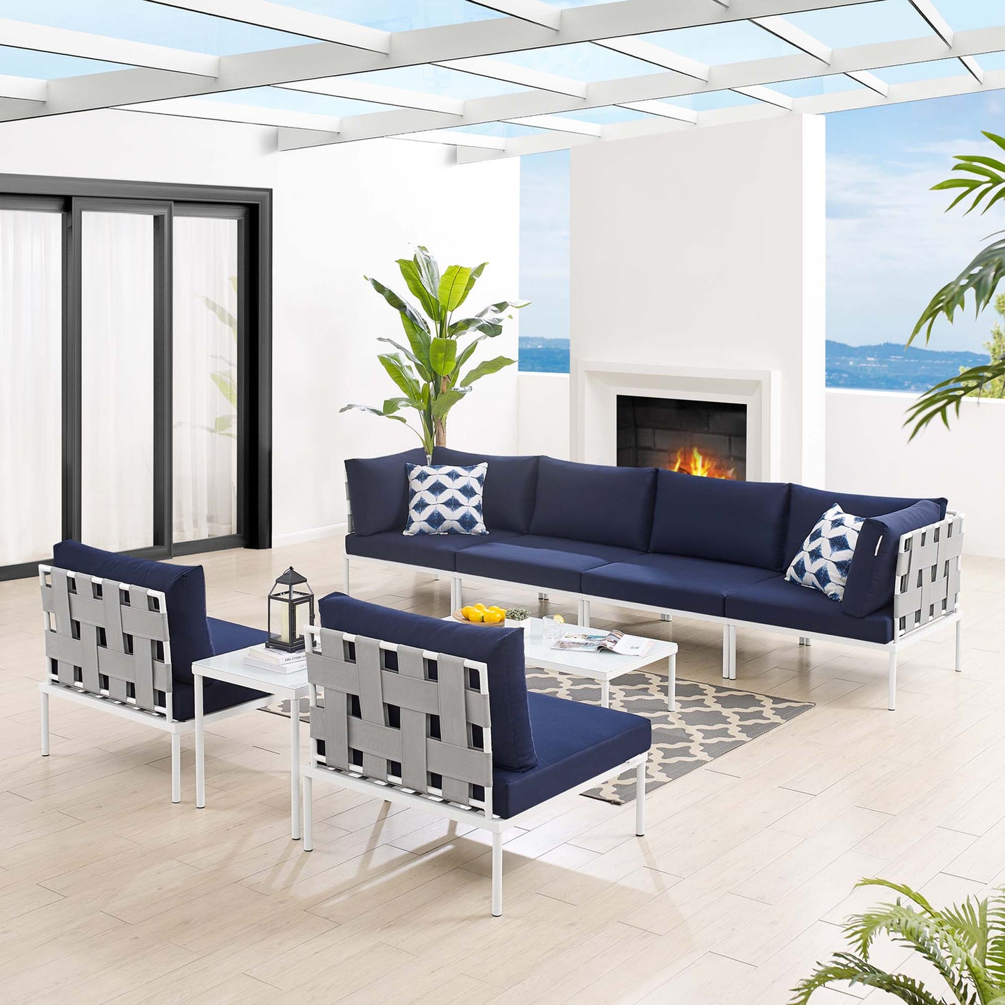 Harmony 8-Piece Sunbrella® Outdoor Patio Aluminum Sectional Sofa Set