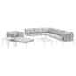 Harmony 10-Piece Sunbrella® Basket Weave Outdoor Patio Aluminum Sectional Sofa Set