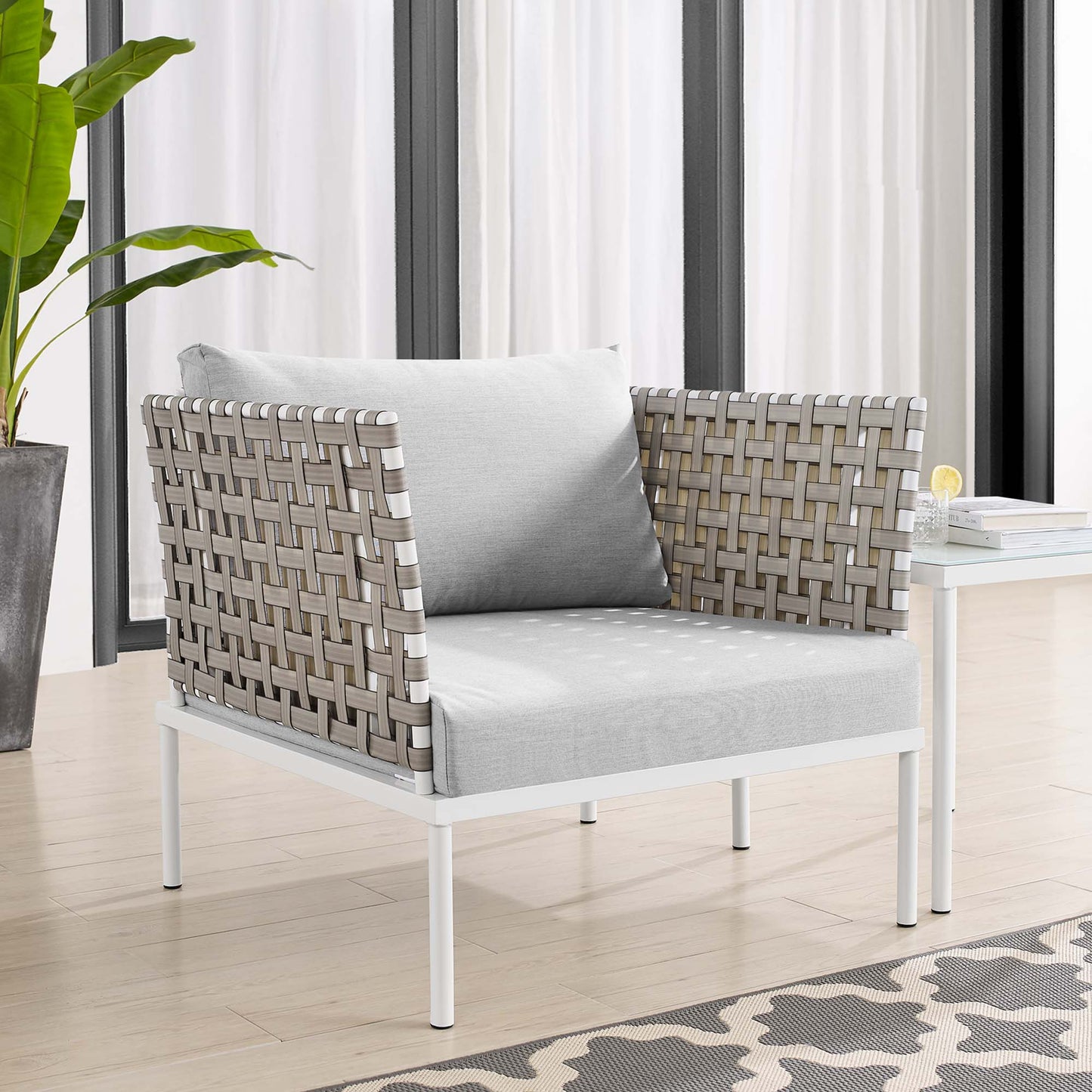 Sillón de aluminio para exteriores con tejido tipo canasta Harmony Sunbrella® de Modway