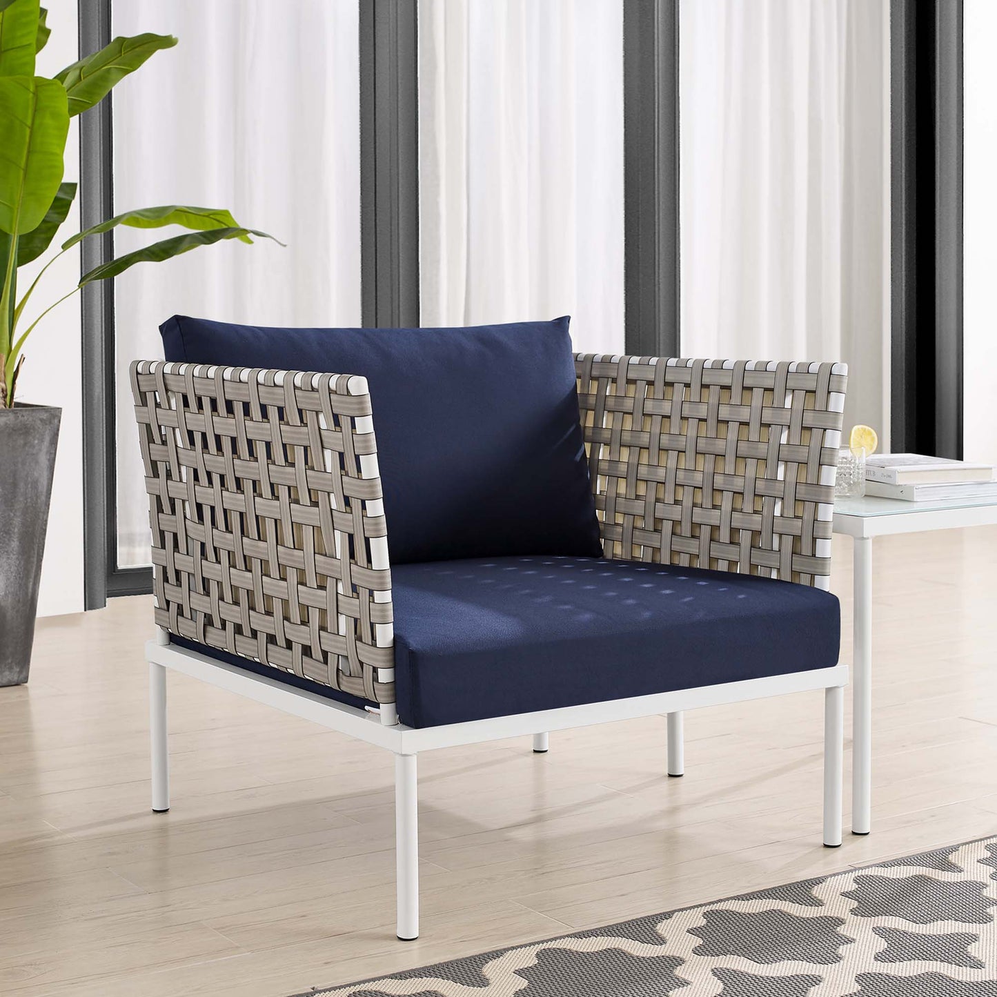 Sillón de aluminio para exteriores con tejido tipo canasta Harmony Sunbrella® de Modway