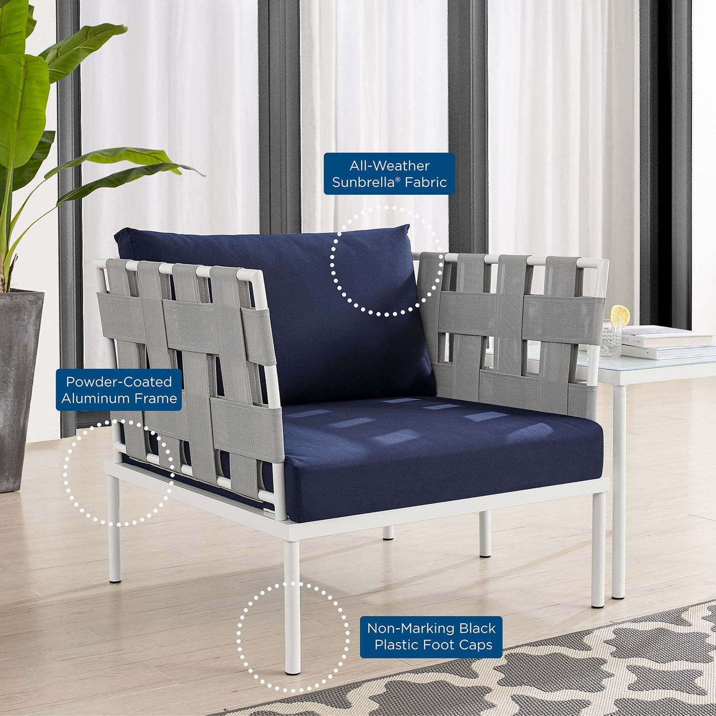 Sillón de aluminio para exteriores Harmony Sunbrella® de Modway