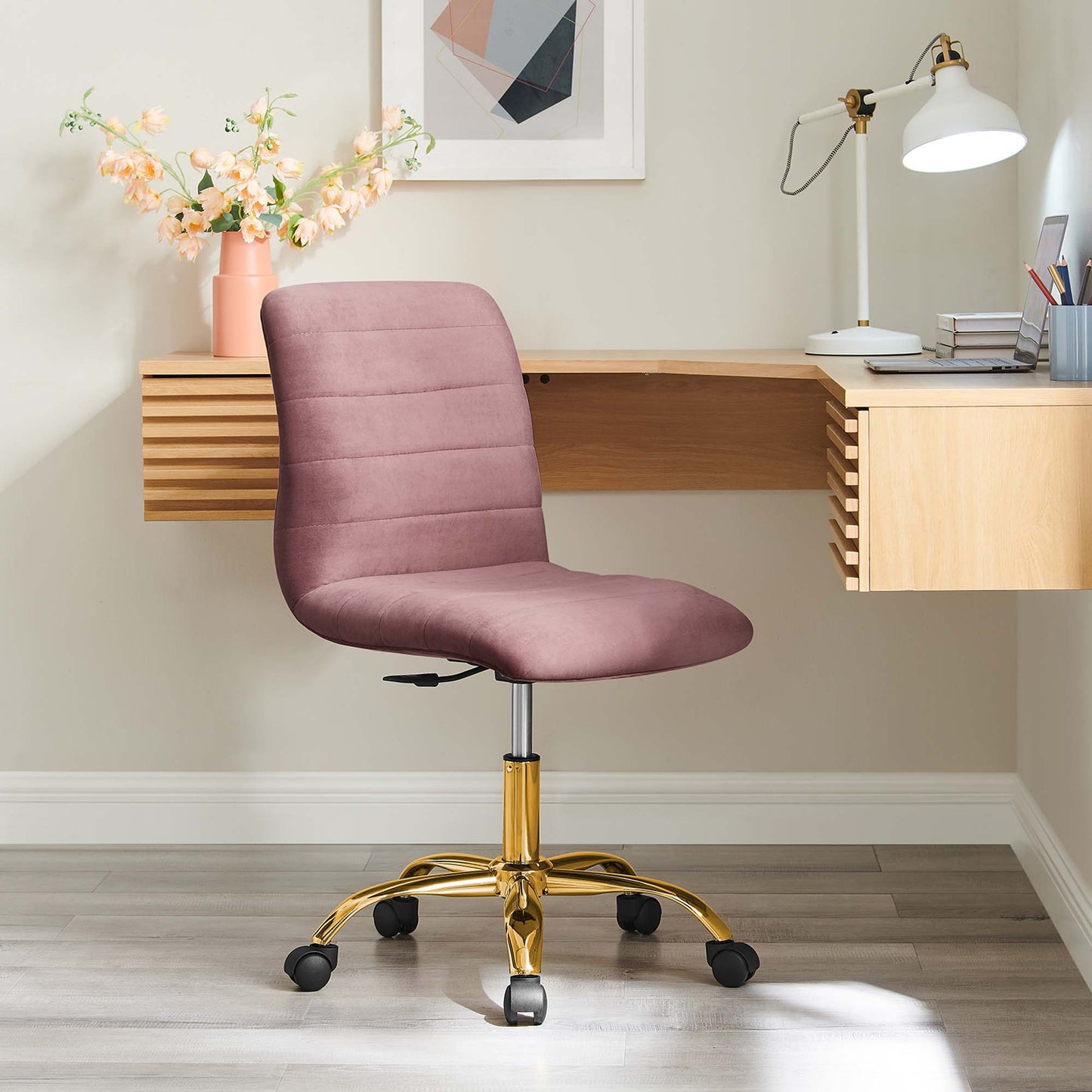 Ripple Armless Performance Velvet Office Chair