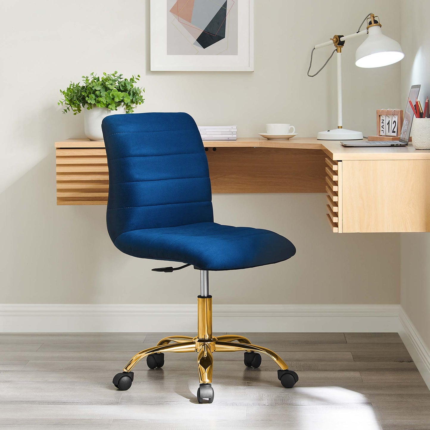 Ripple Armless Performance Velvet Office Chair