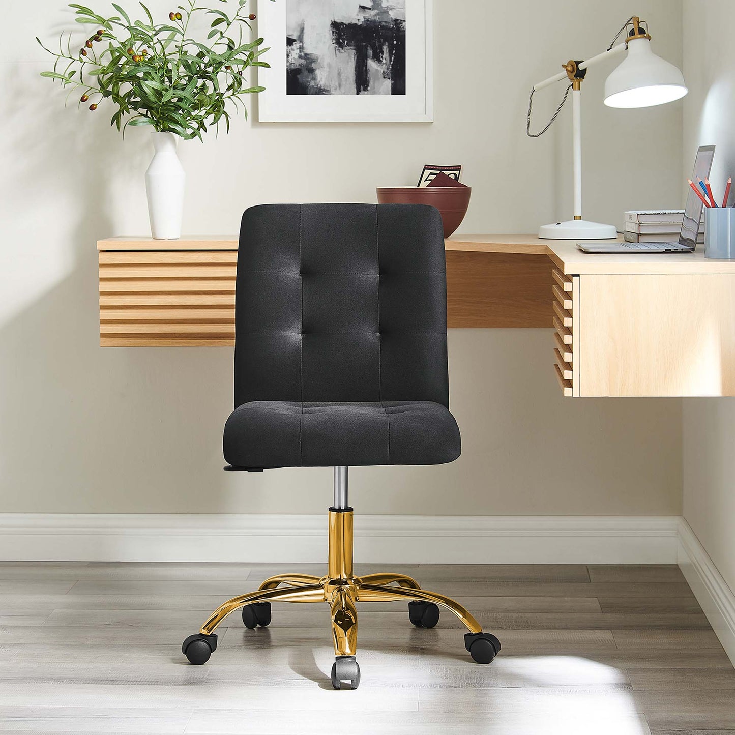 Prim Armless Performance Velvet Office Chair